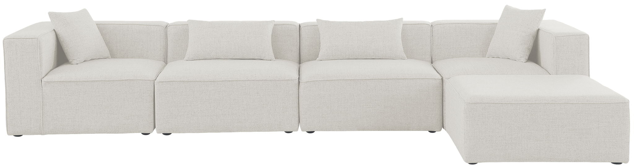 Cube - Linen 5 Piece Modular Sectional With Chaise