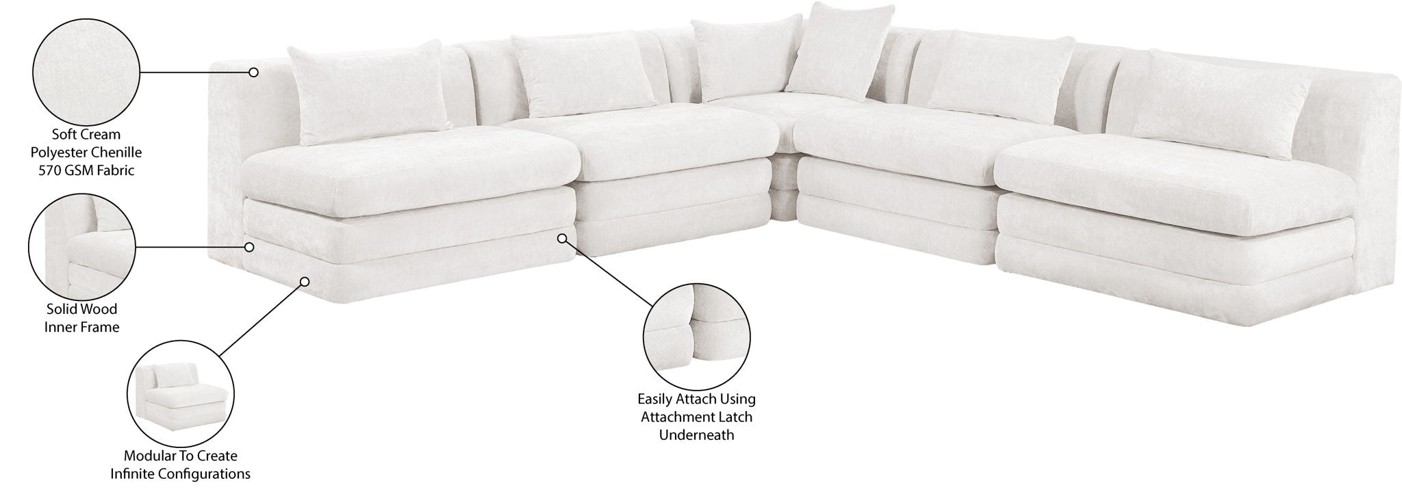 Stellar - 5 Piece Upholstered Modular Sectional