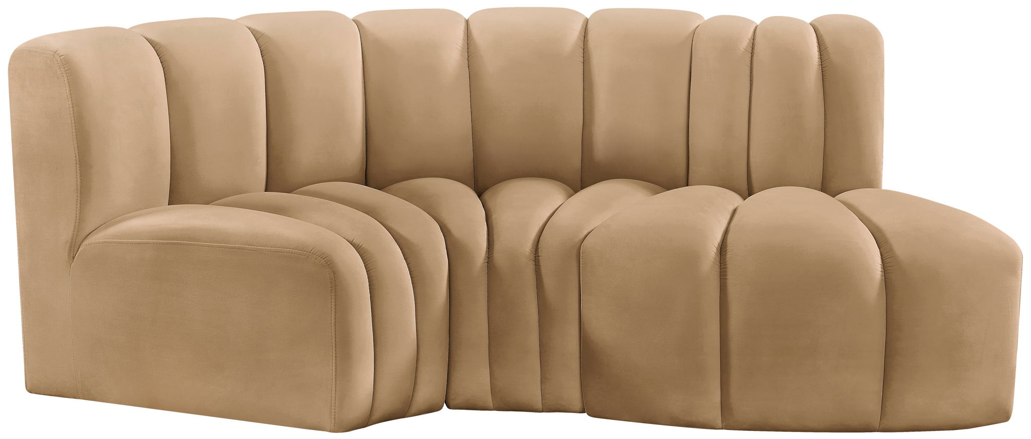 Arc - Velvet 3 Piece Modular L-Shaped Sofa