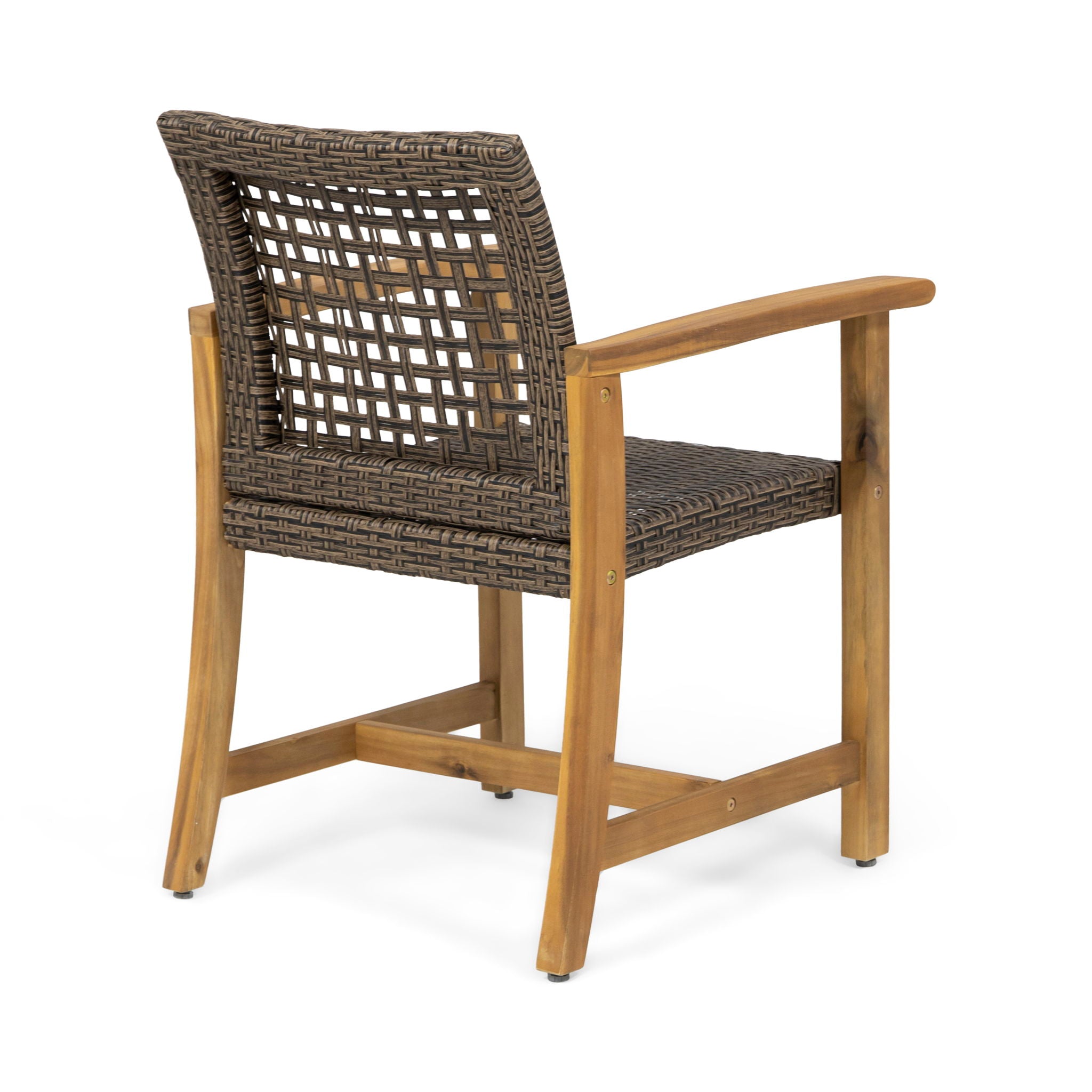 7 Piece Patio Dining Set, Slatted Table & 6 Chairs For Patio Garden - Mocha / Teak