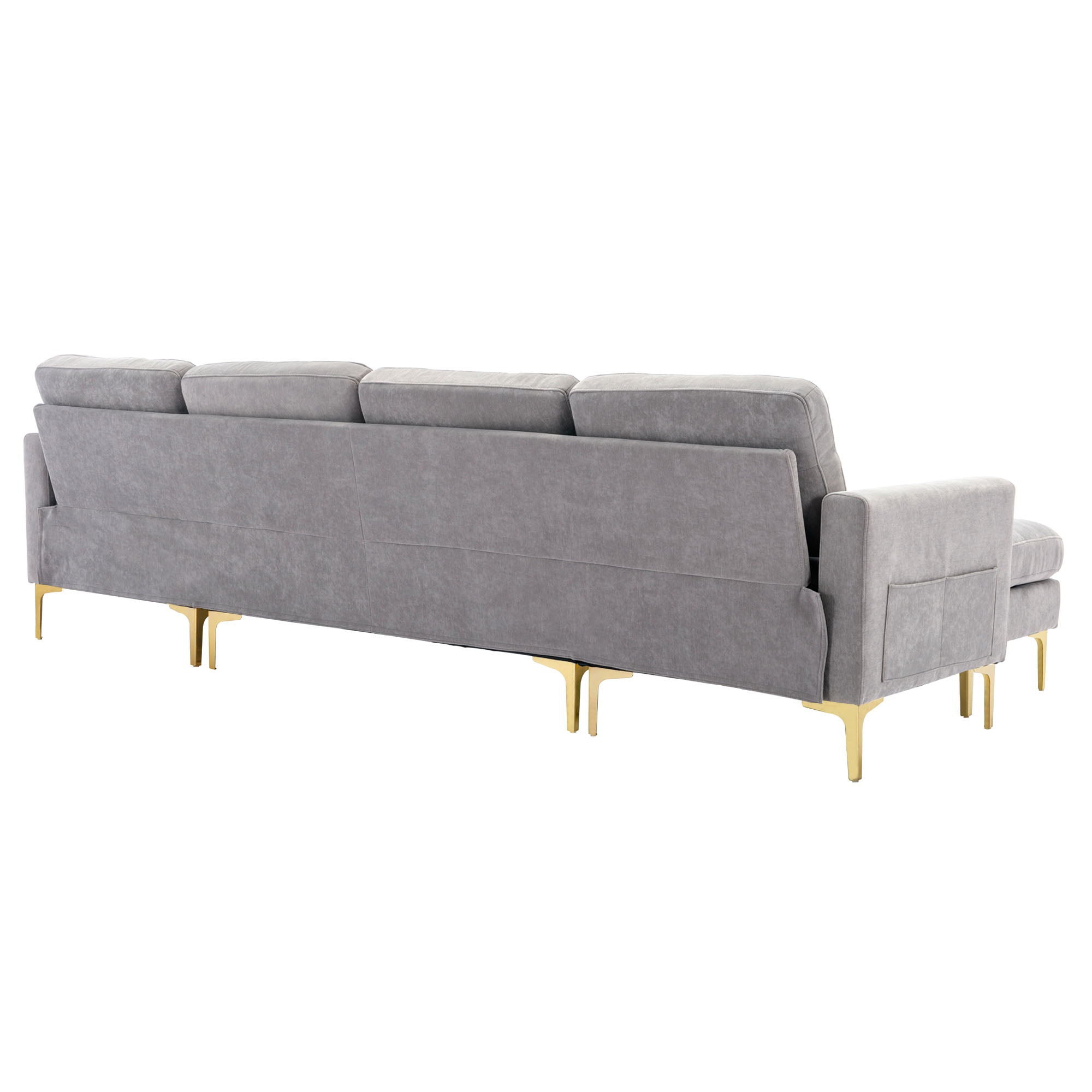 Modern L - Shape Convertible Sectional Sofa With Movable Ottoman