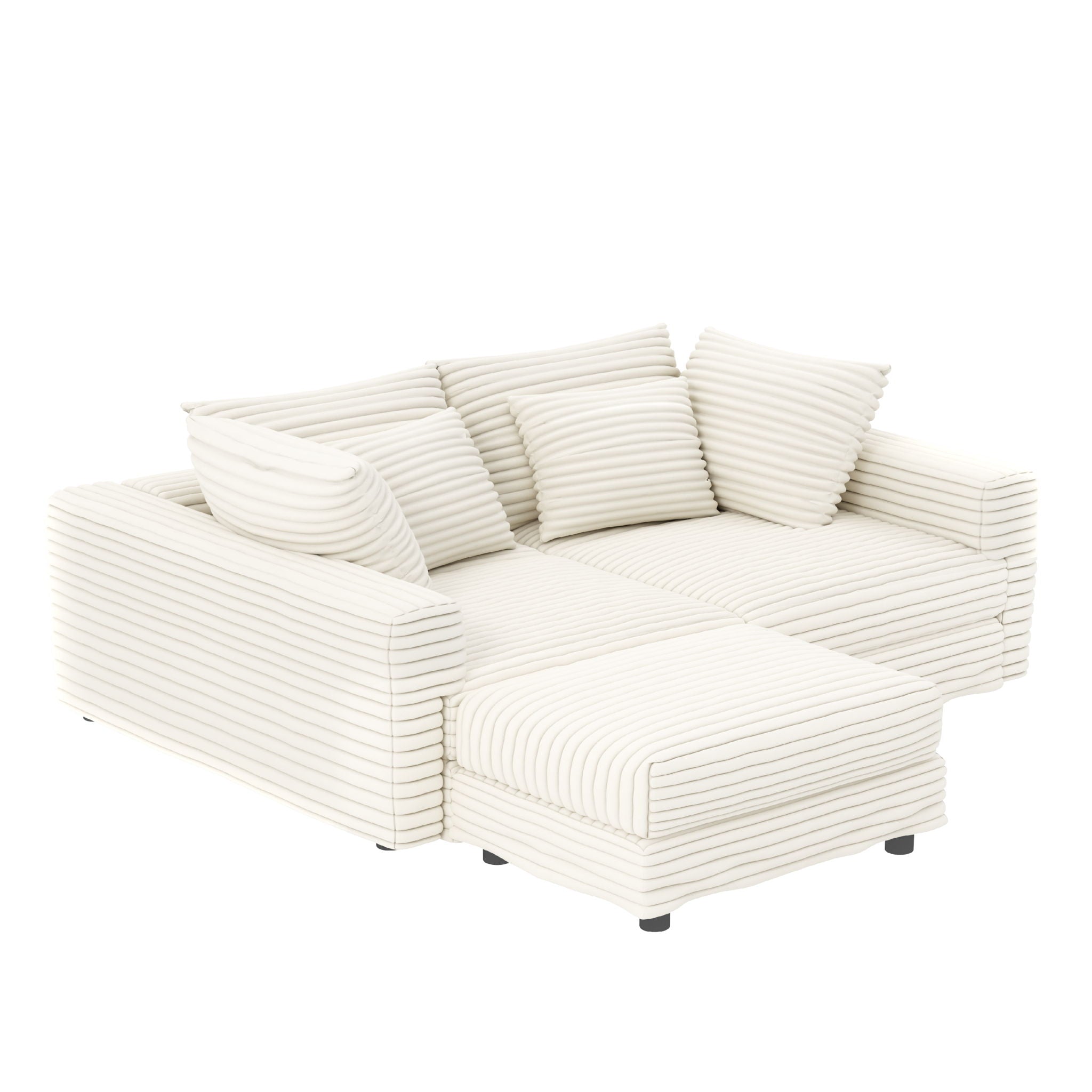 4 Seat Sofa With Soft Pillows And Movable Ottoman