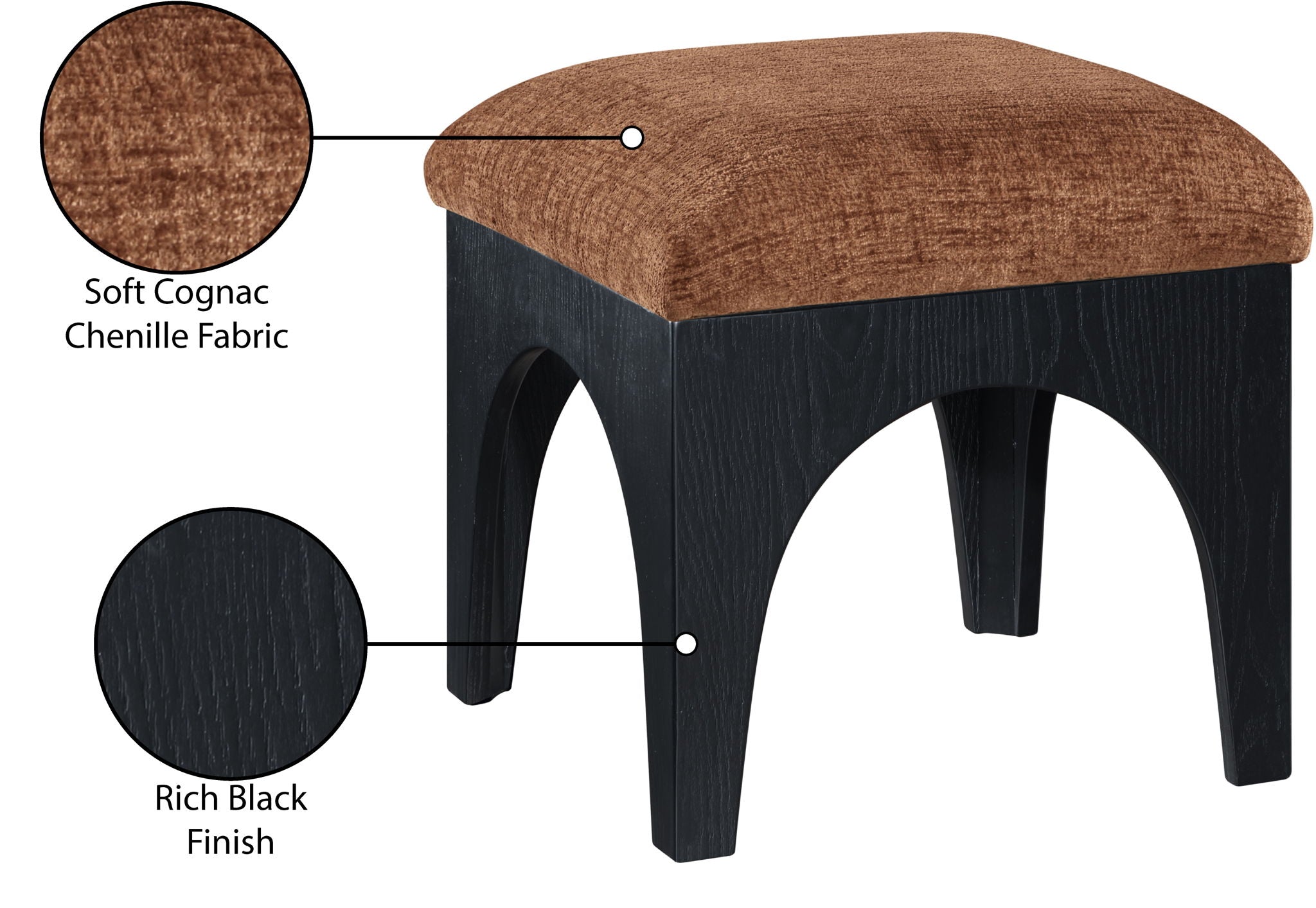 Lawson - Chenille Fabric Ottoman - Black Base
