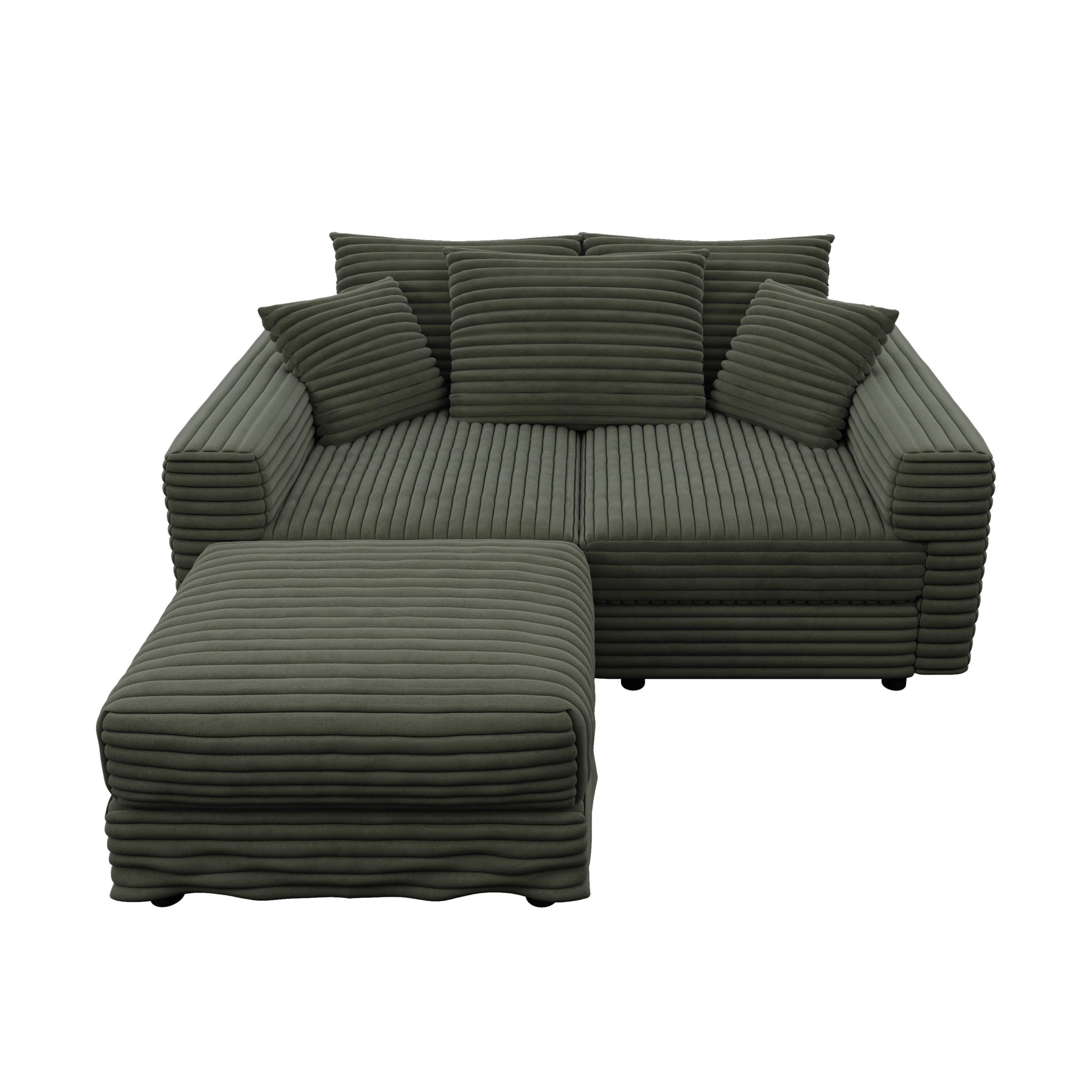 Convertible Deep Seat Sofa With Soft Pillows And Ottomans