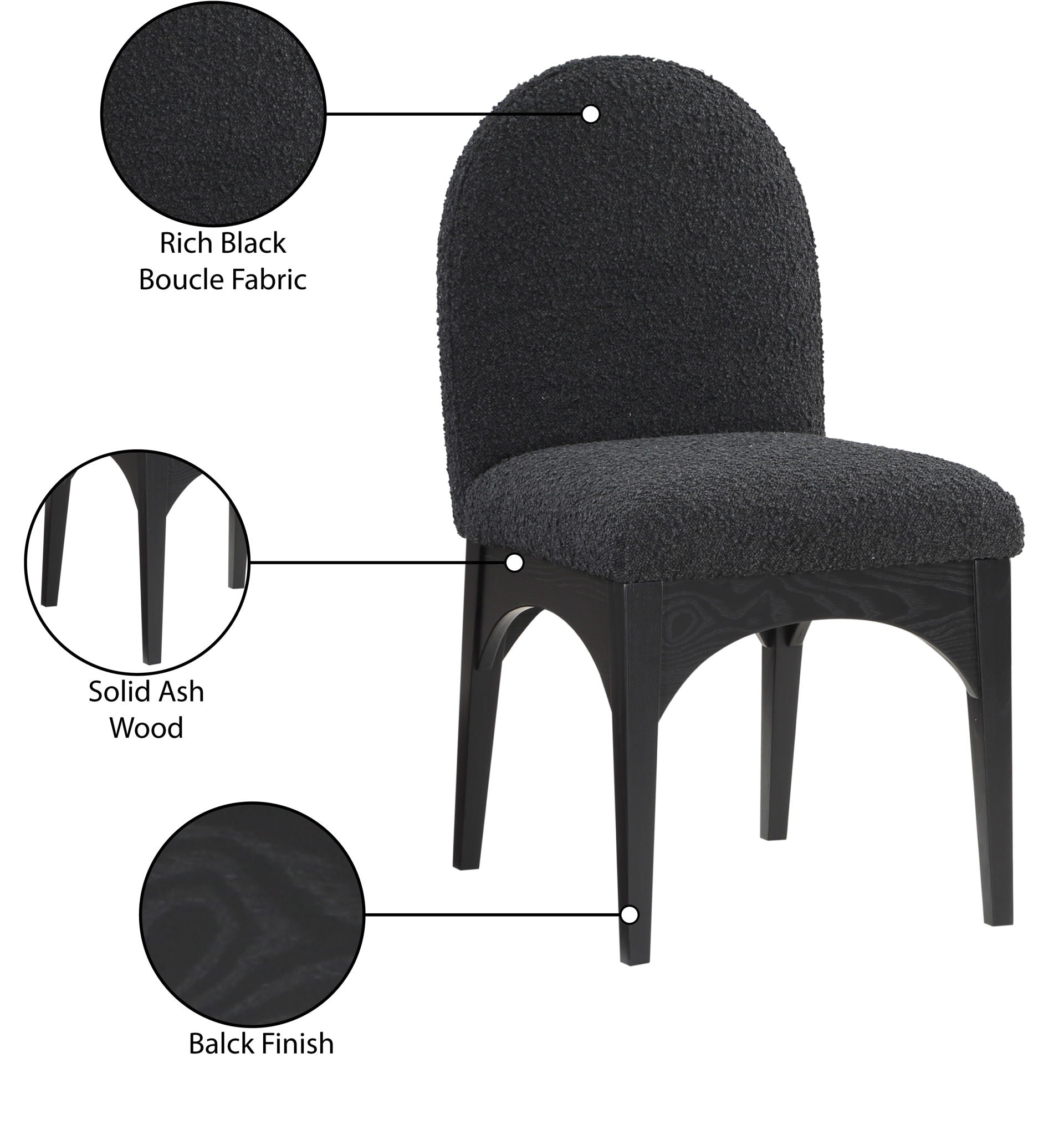Waldorf - Boucle Dining Side Chair With Black Legs