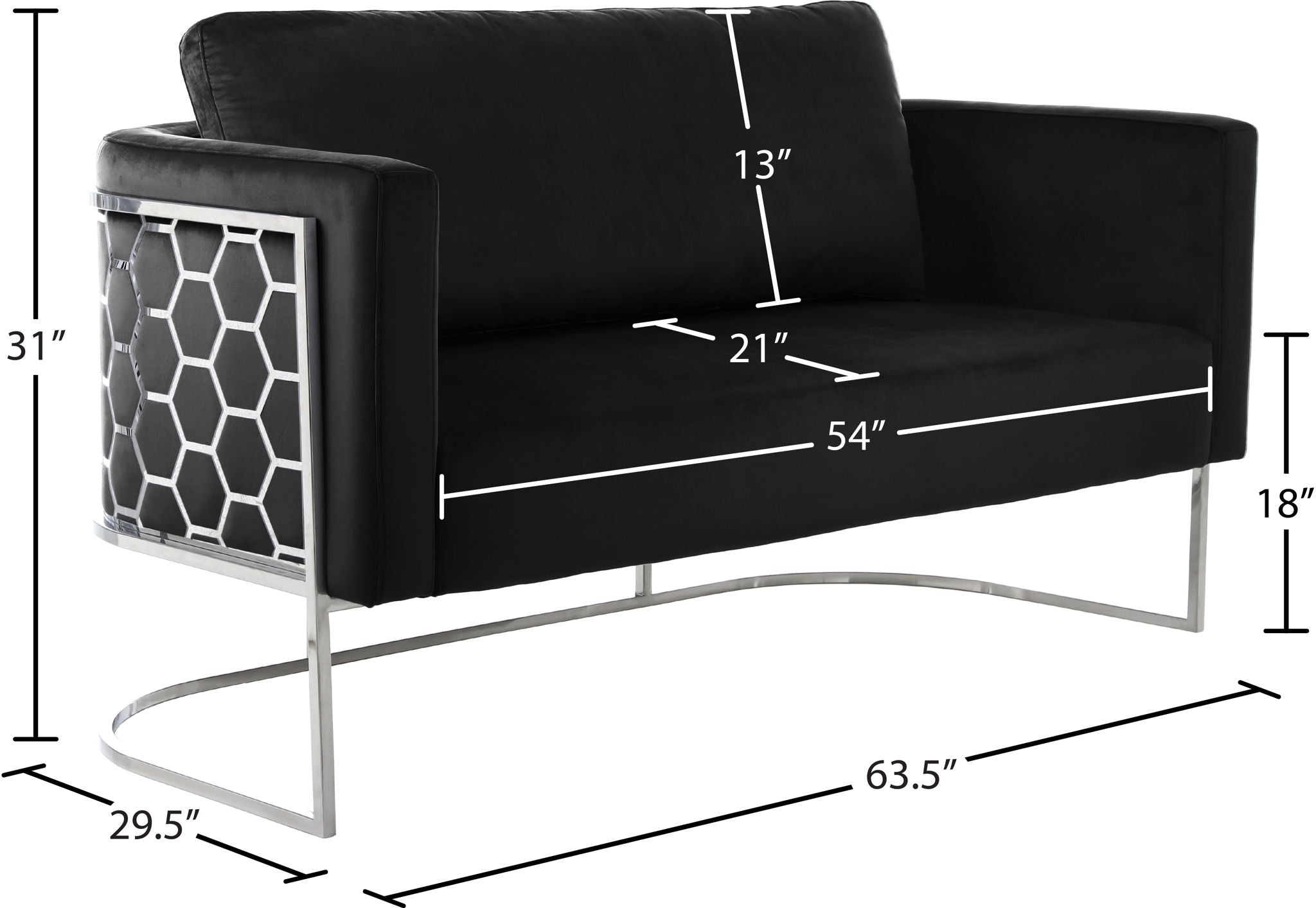 Casa - Loveseat with Chrome Legs