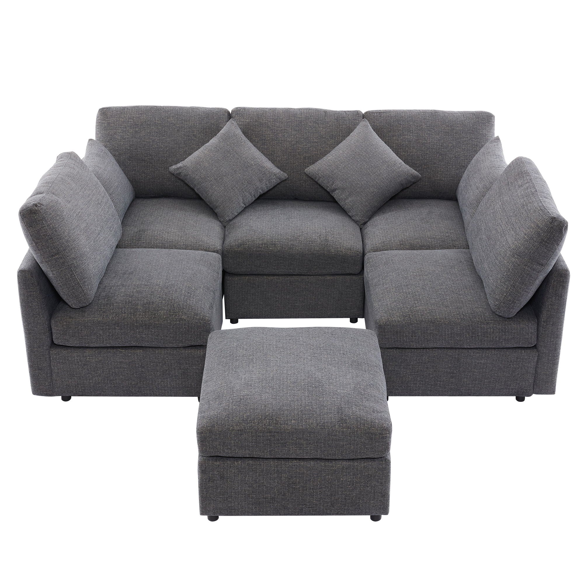Sectional Sofa Modular U-Shaped With Ottoman & USB Ports