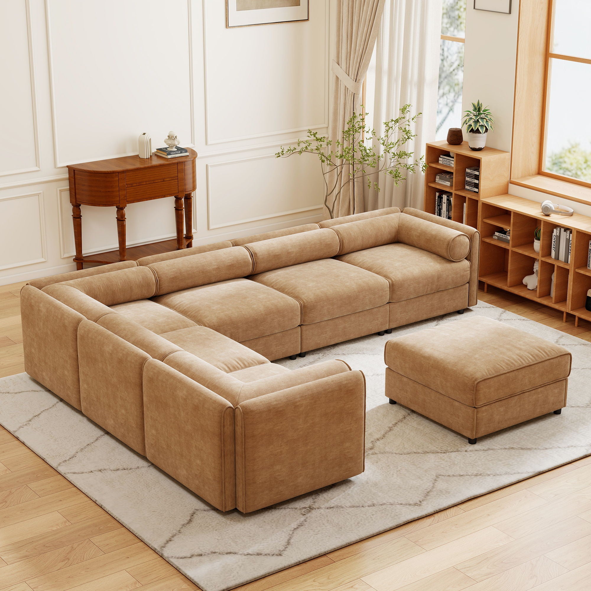 Contemporary Elegant Sofa With Storage And Ottoman