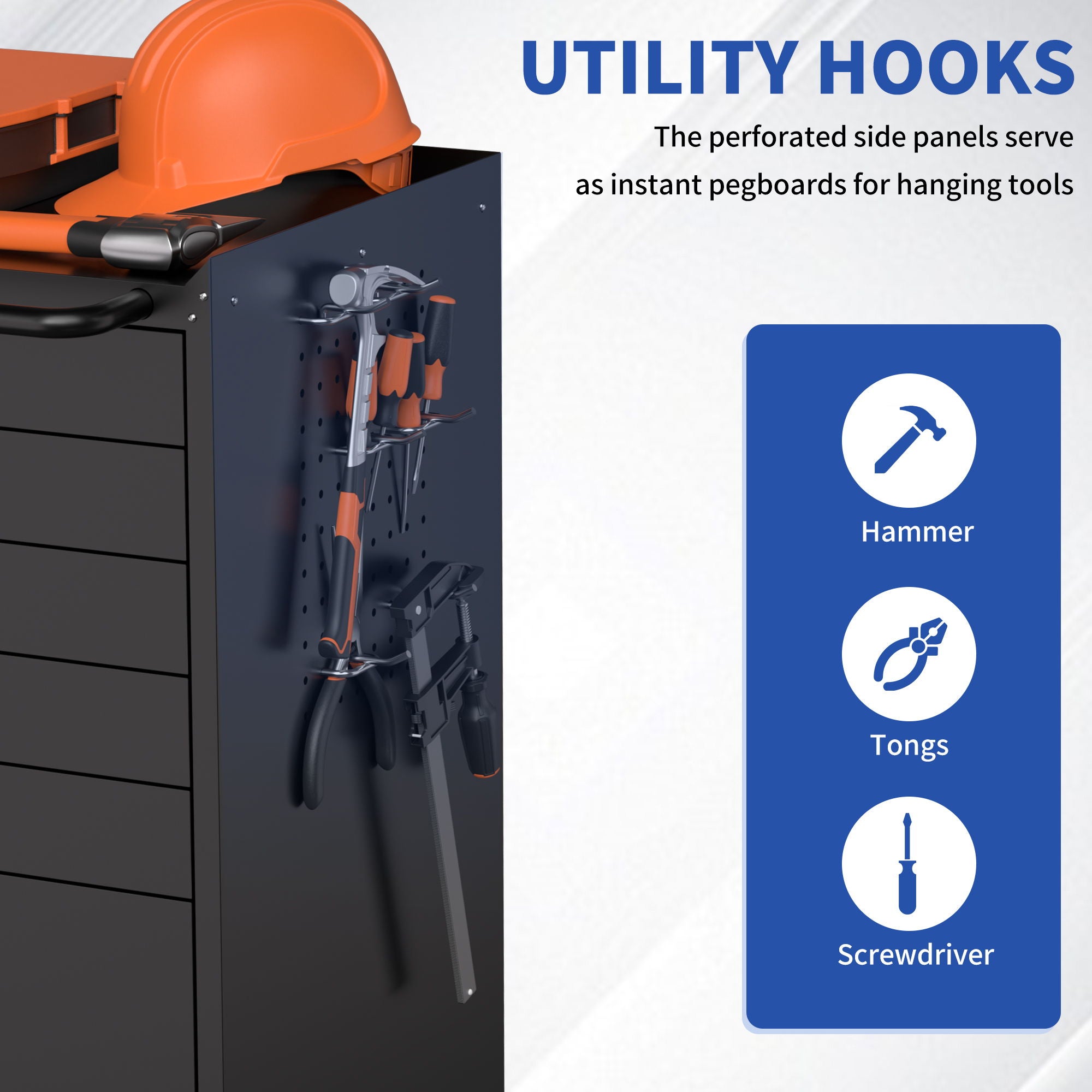 Rolling Tool Cabinet Heavy Duty Garage Storage With Lockable Doors & Drawers