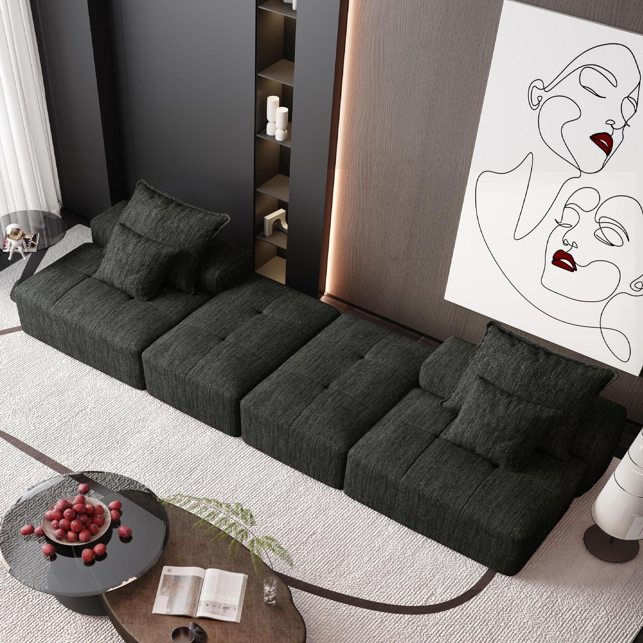 Modern Oversized Diy Combination Modular Sectional Sofa With Pillows