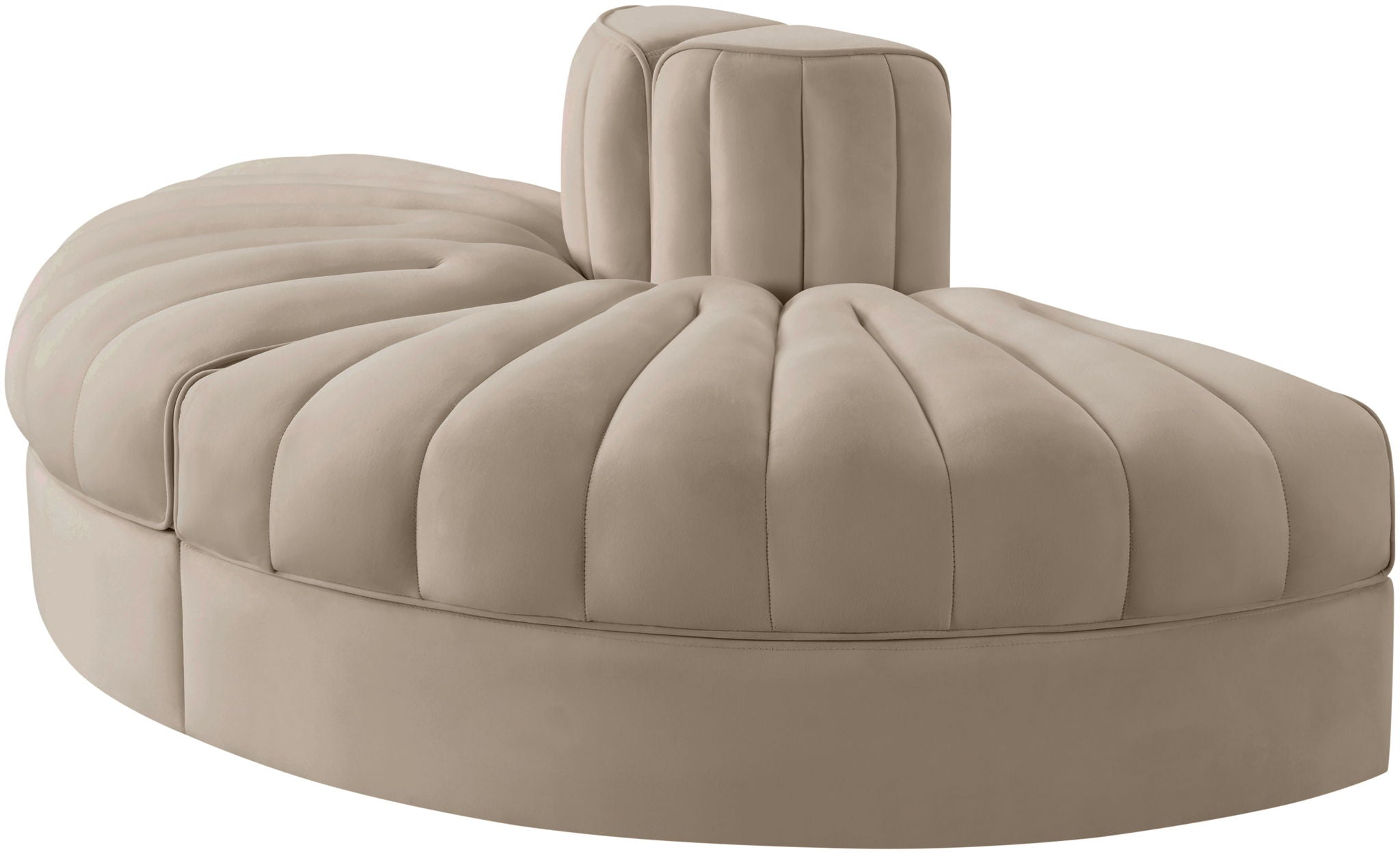 Rummi - Velvet Performance Fabric Upholstered 2 Piece Rounded Modular Loveseat