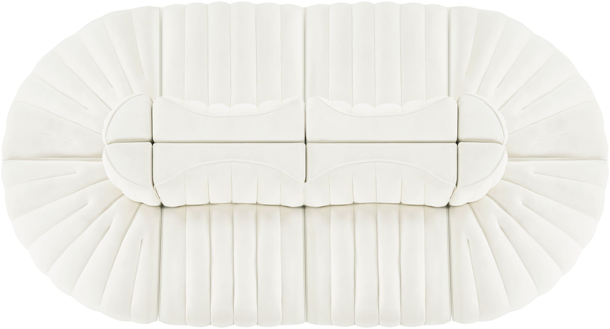 Rummi - Oval Velvet Performance Fabric Upholstered 8 Piece Modular Sectional