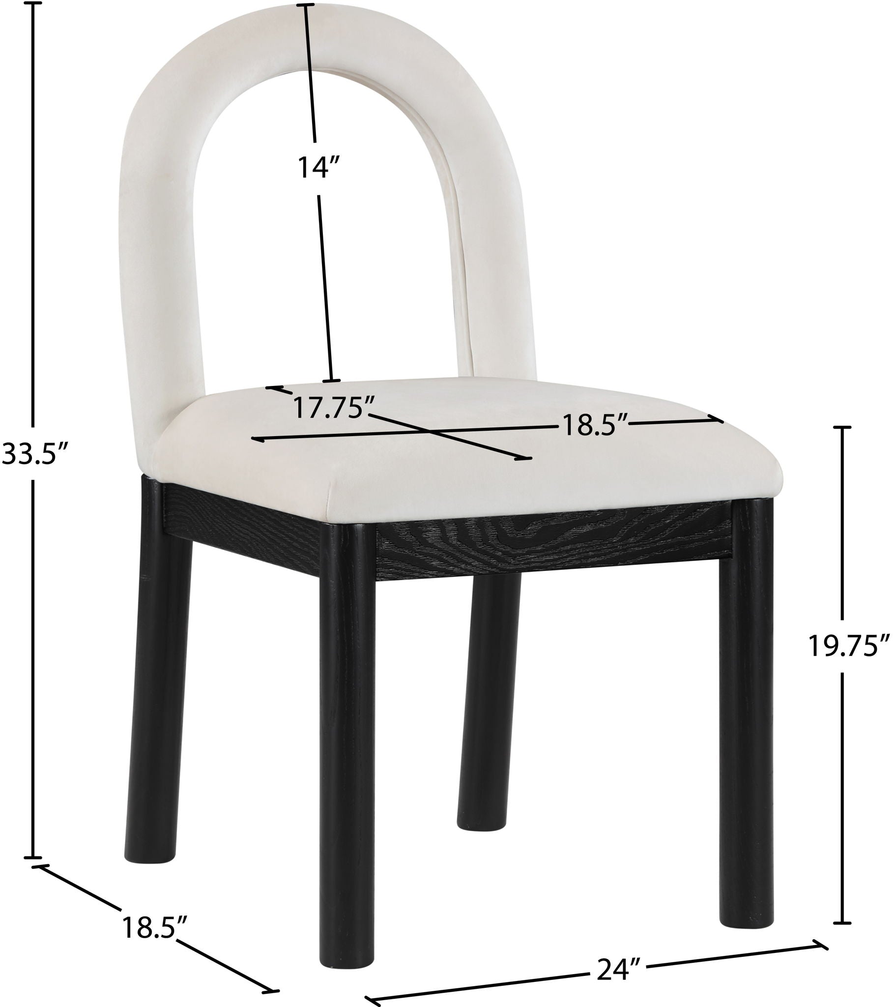 Conrad - Velvet Dining Chair With Black Legs
