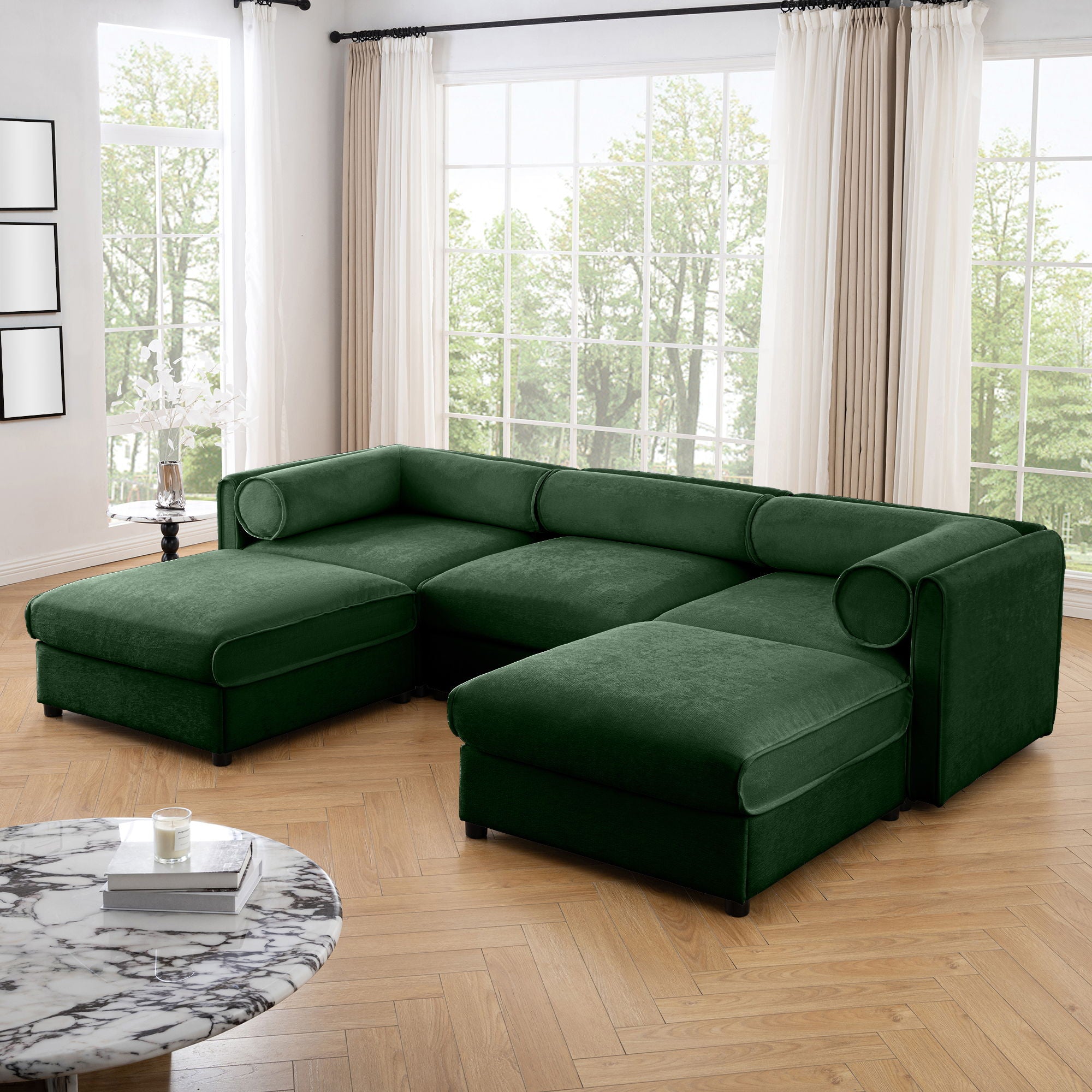 Contemporary Elegant Sofa With Storage And Ottoman