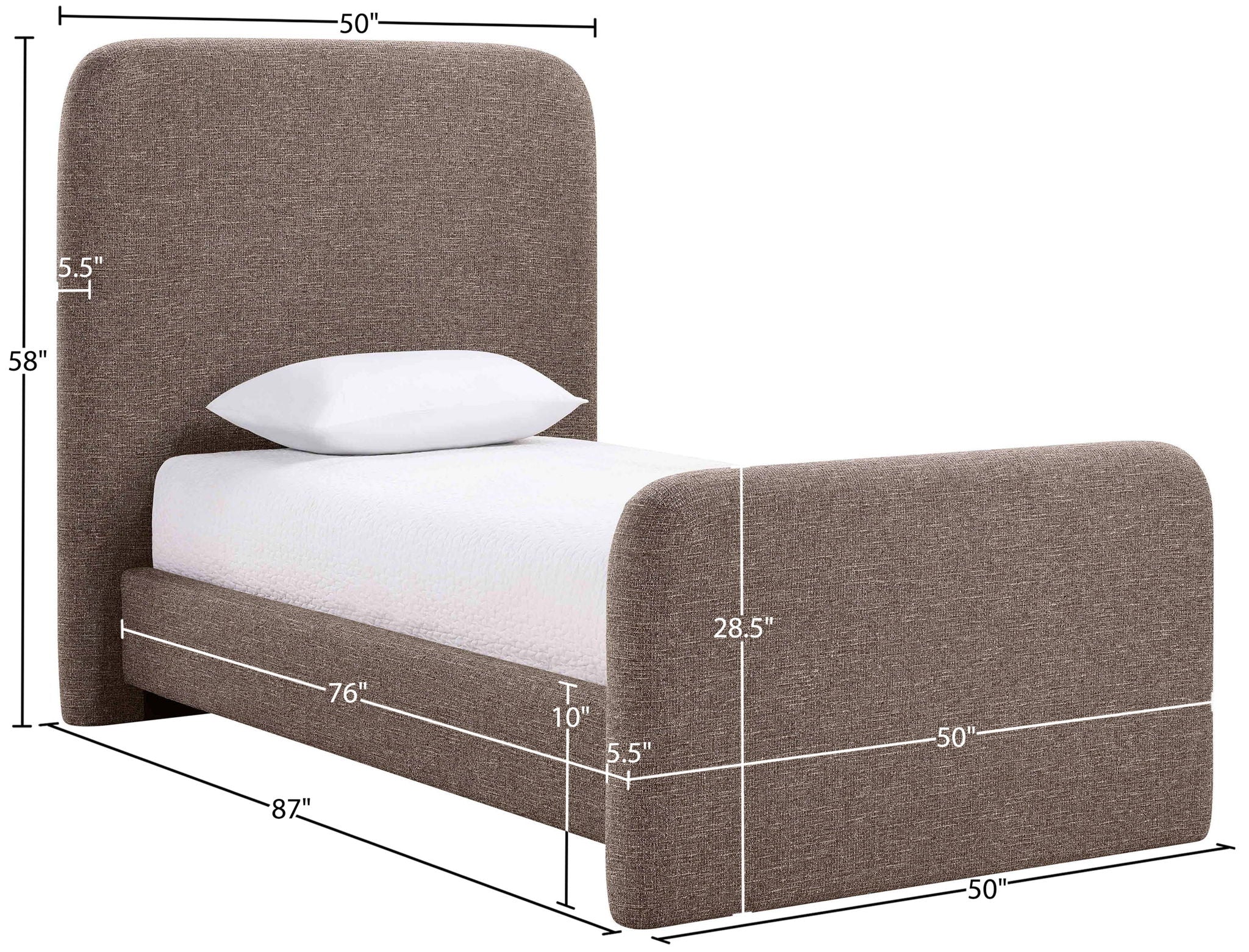 Fira - Linen Textured Fabric Upholstered Bed