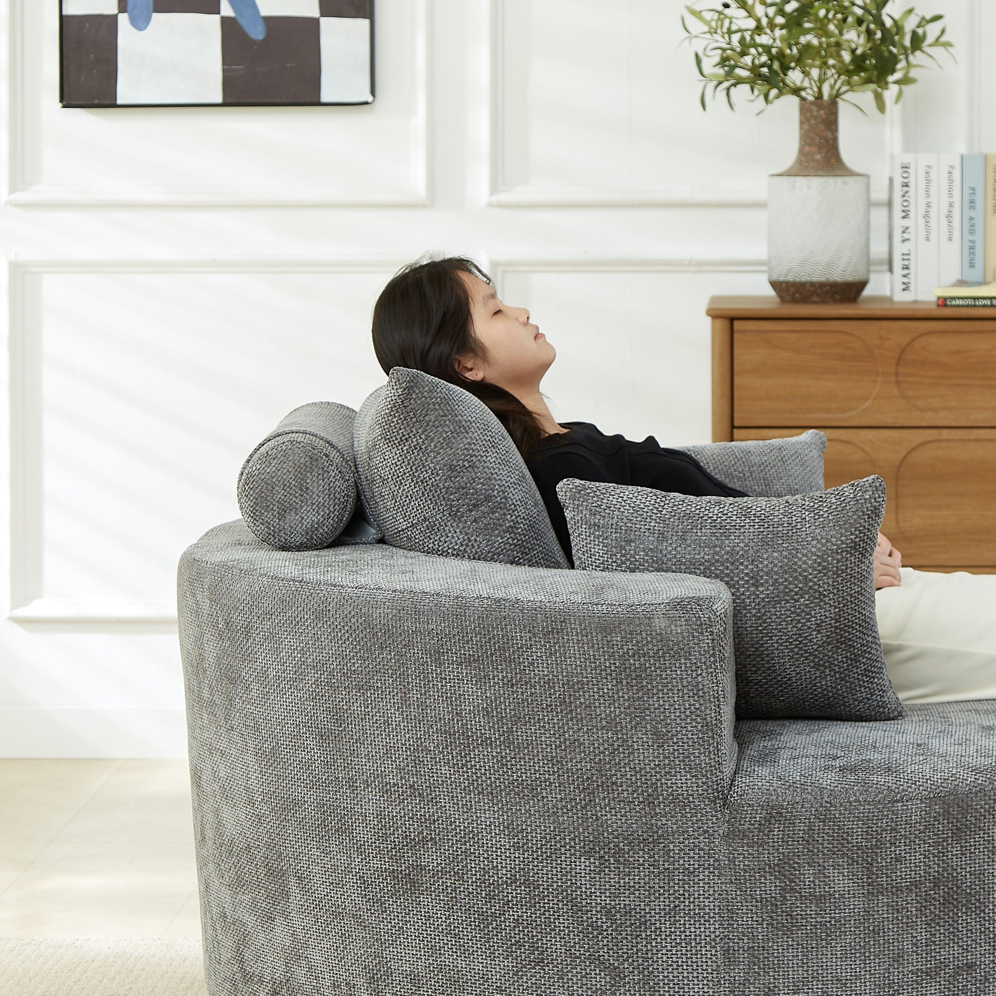 Single Sofa, Sleeper Chair For Living Room - Gray