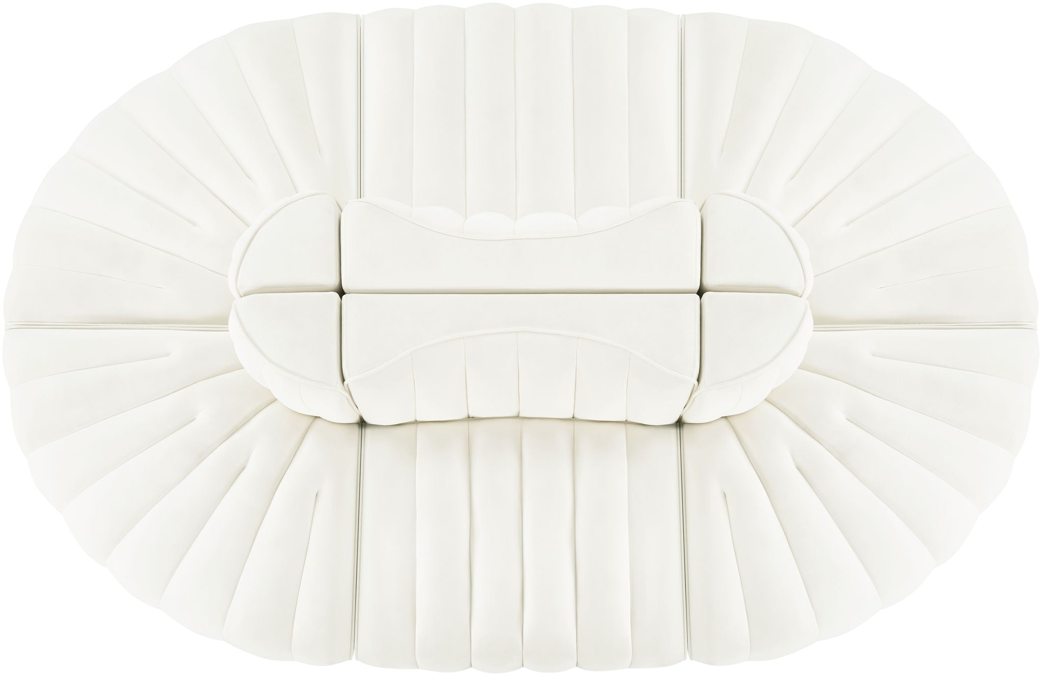 Rummi - Oval Velvet Performance Fabric Upholstered 6 Piece Modular Sectional