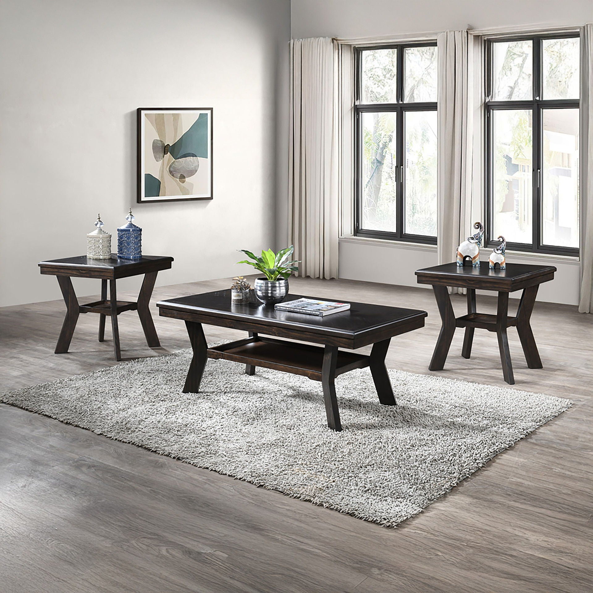 Gia - 3 Piece Occasional Set (1 Coffee & 2 End Tables) - Brown
