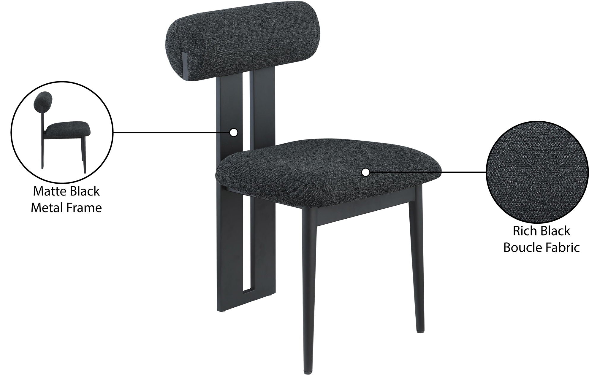 Dario - Boucle Dining Chair With Black Frame (Set of 2)