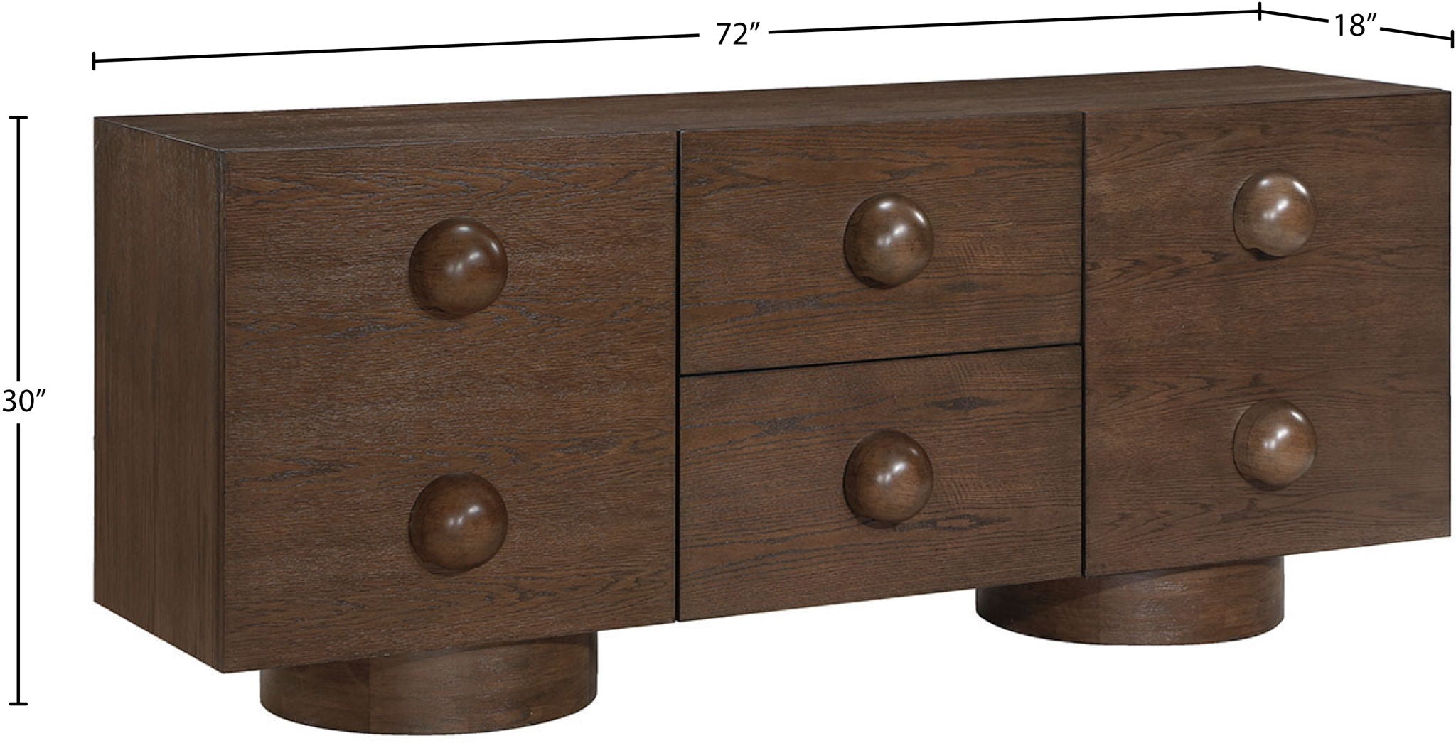 Bubble - Rubberwood with Oak Veneer Sideboard / Buffet