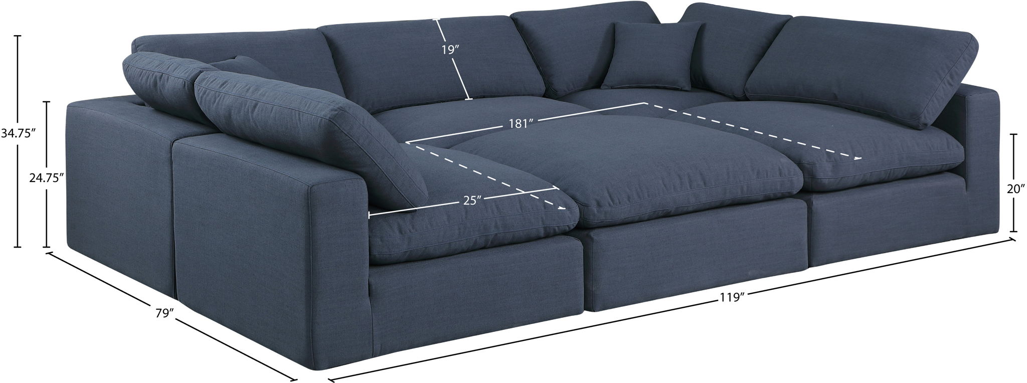 Comfy - 6 Piece Linen Sectional