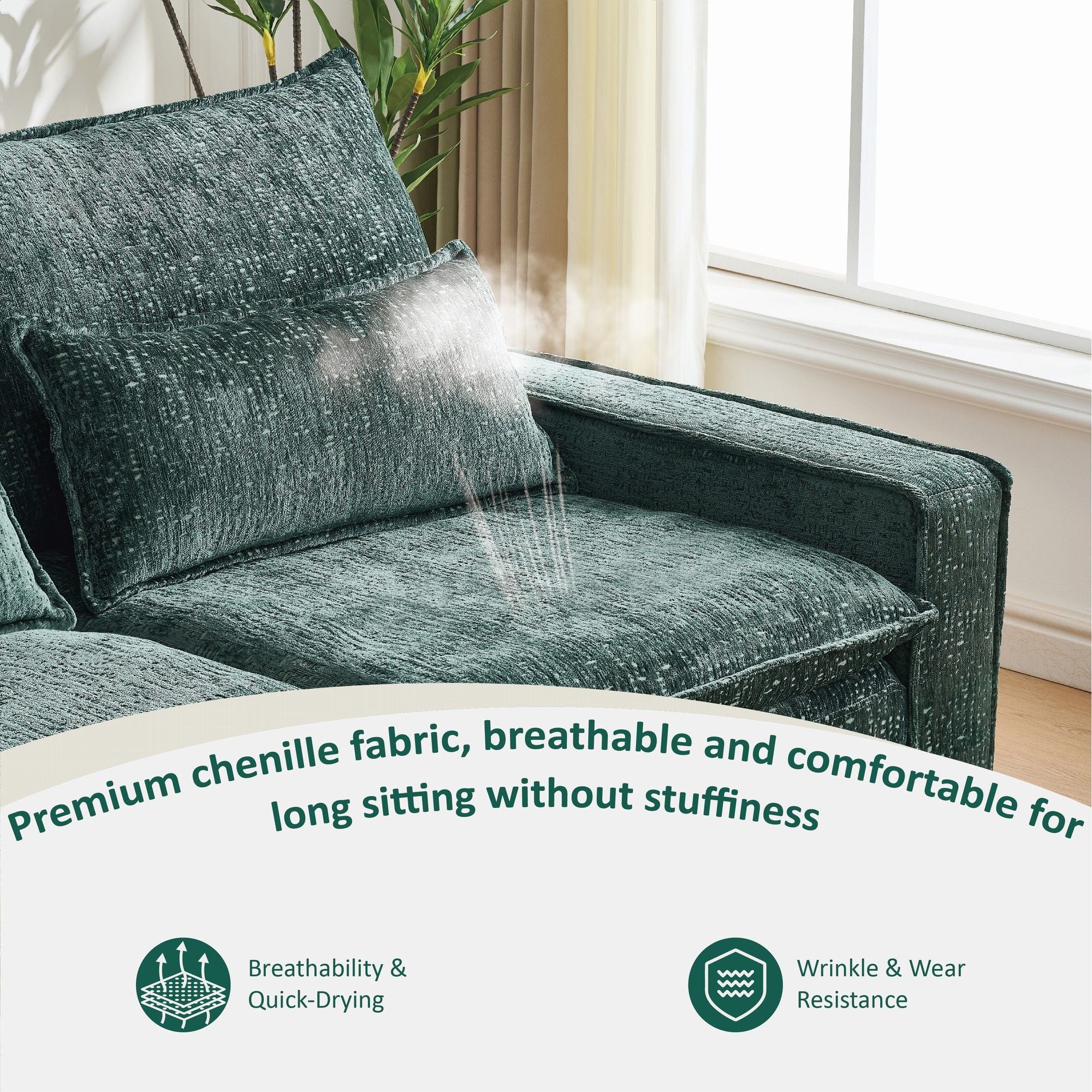 Modern Comfy L Shaped Sectional Sofa With Movable Ottoman