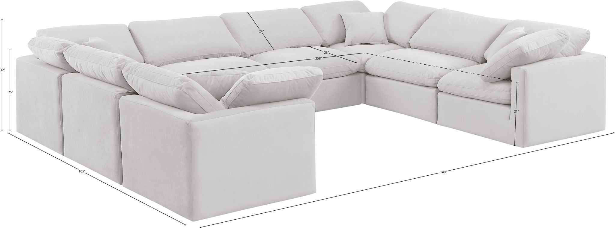Indulge - Velvet 8 Piece Modular Sectional