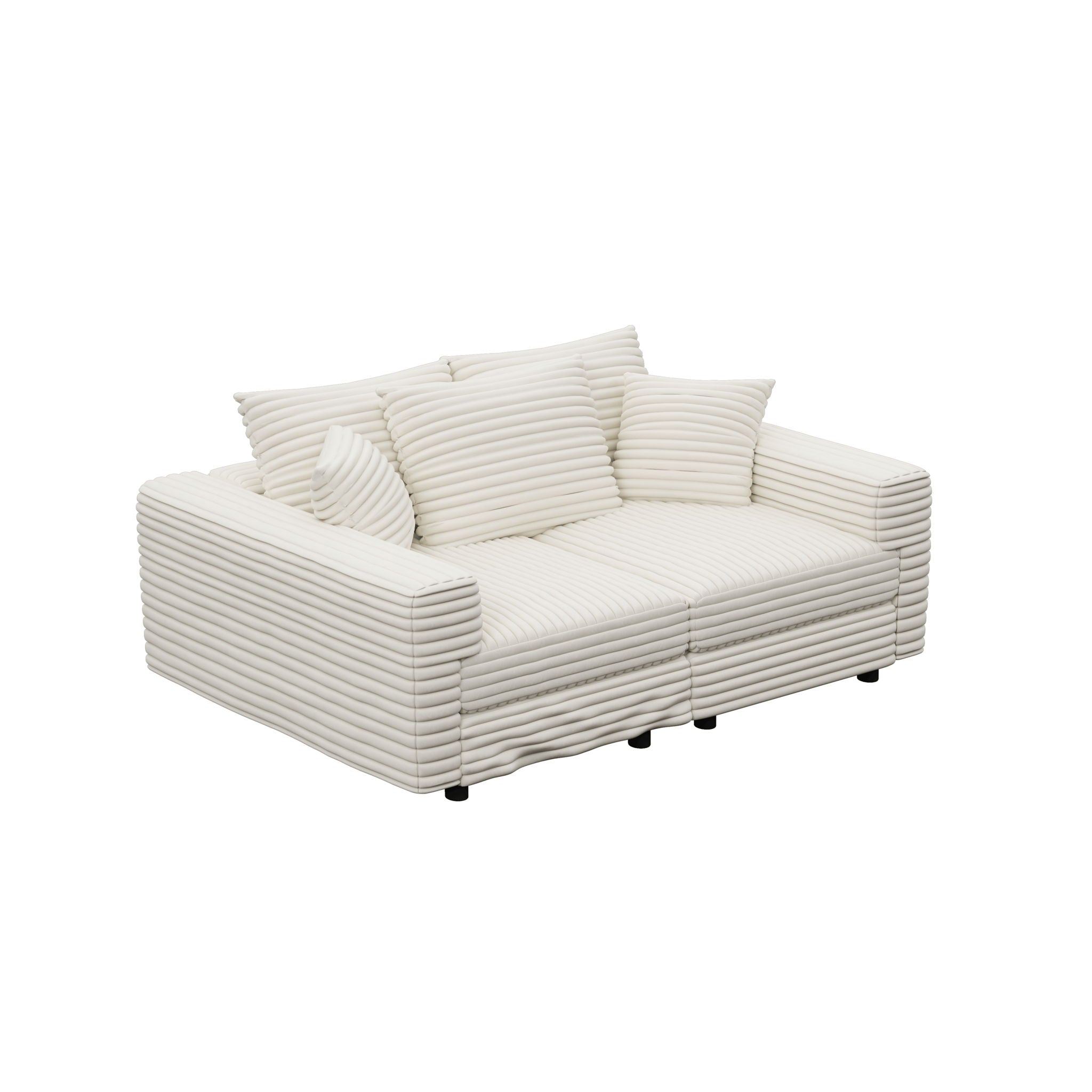 Deep Seat Convertible Sofa With Soft Pillows And Ottomans