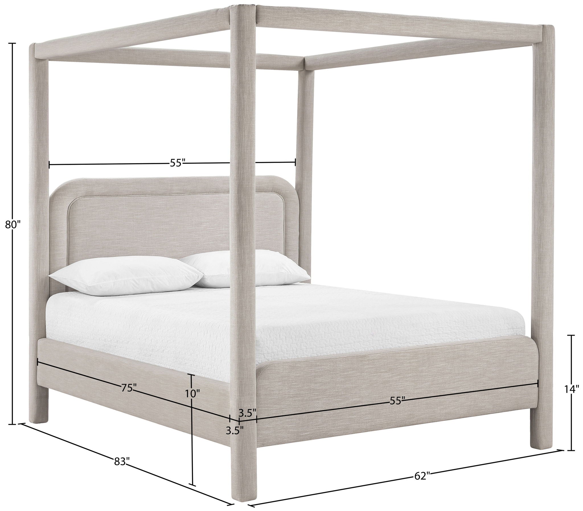 Salina - Linen Textured Fabric Upholstered Bed