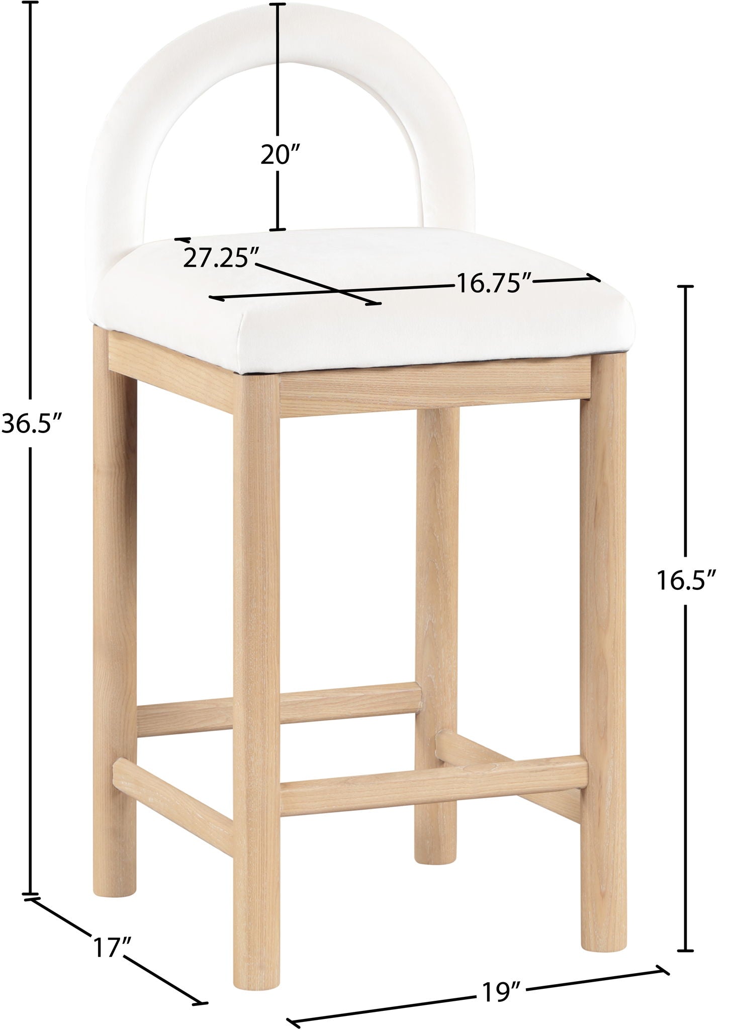 Conrad - Velvet Counter Stool With Natural Legs