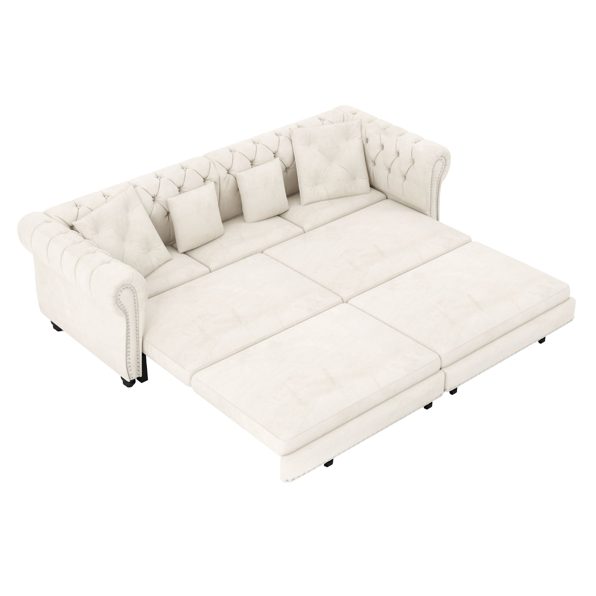 3 In 1 Pull Out Convertible Sleeper Sofa Bed, King Size, Chaise Lounge