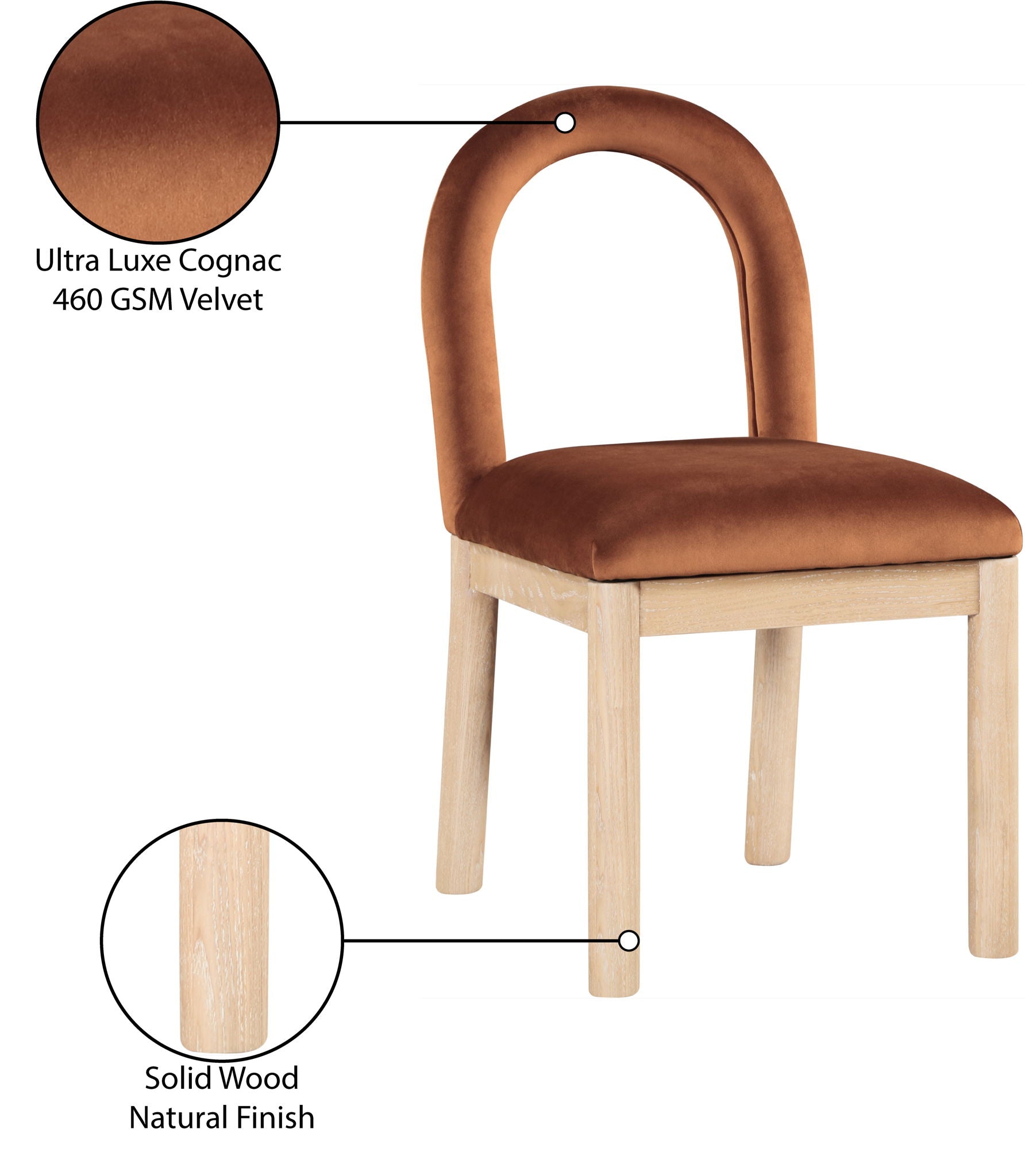 Conrad - Velvet Dining Chair With Natural Legs
