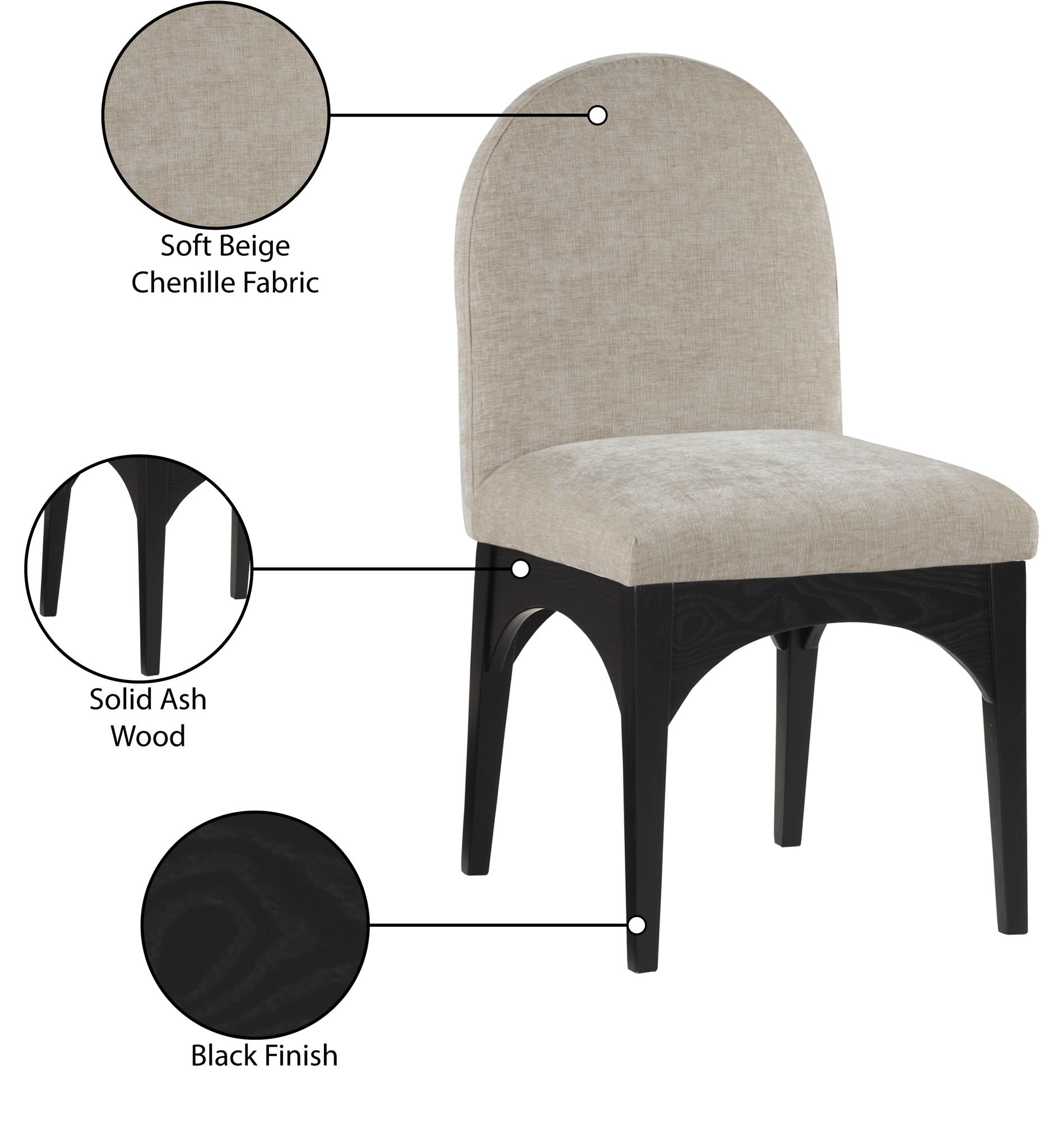 Waldorf - Chenille Dining Side Chair With Black Legs