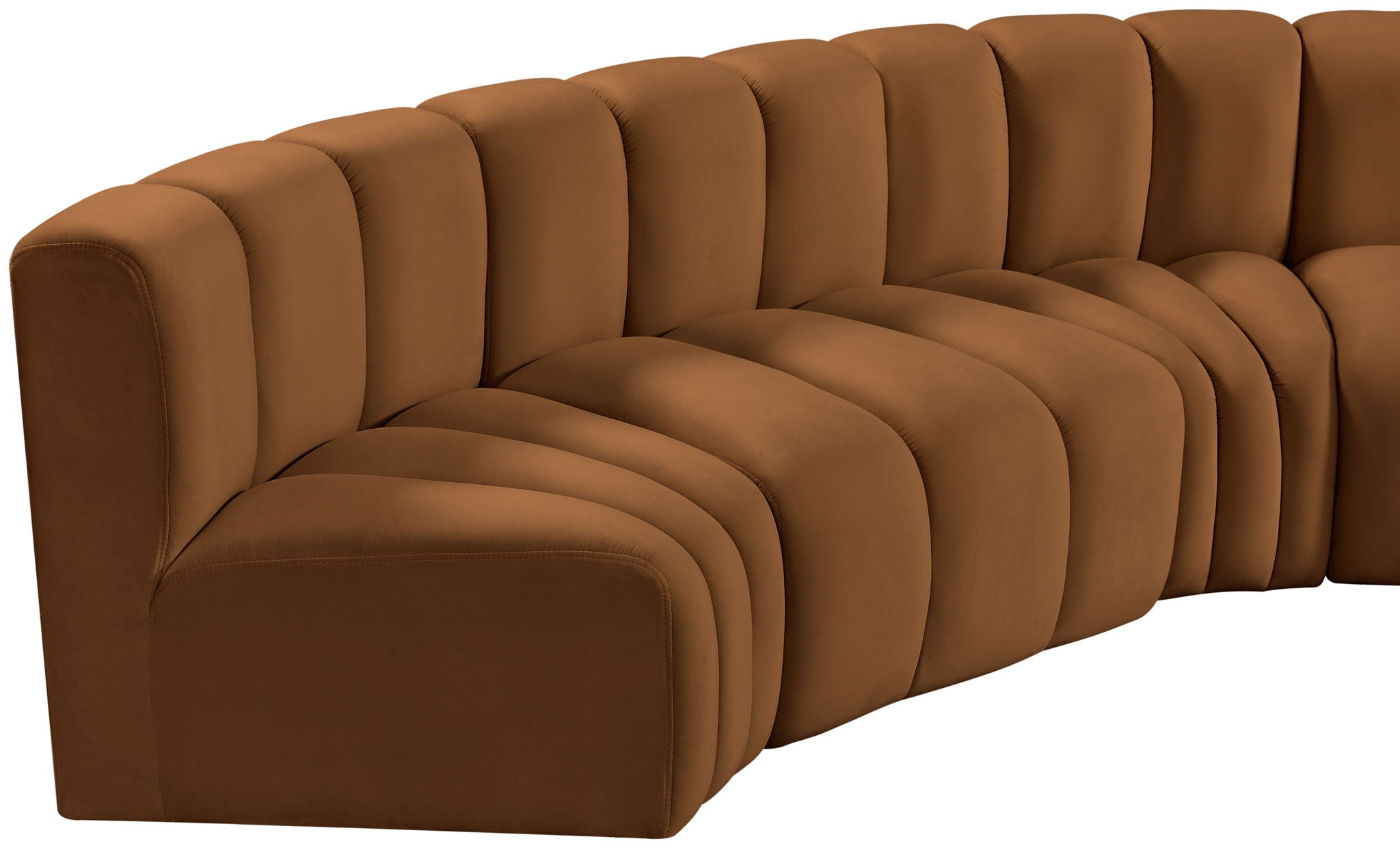 Arc - Velvet 7 Piece Modular Sofa - Saddle