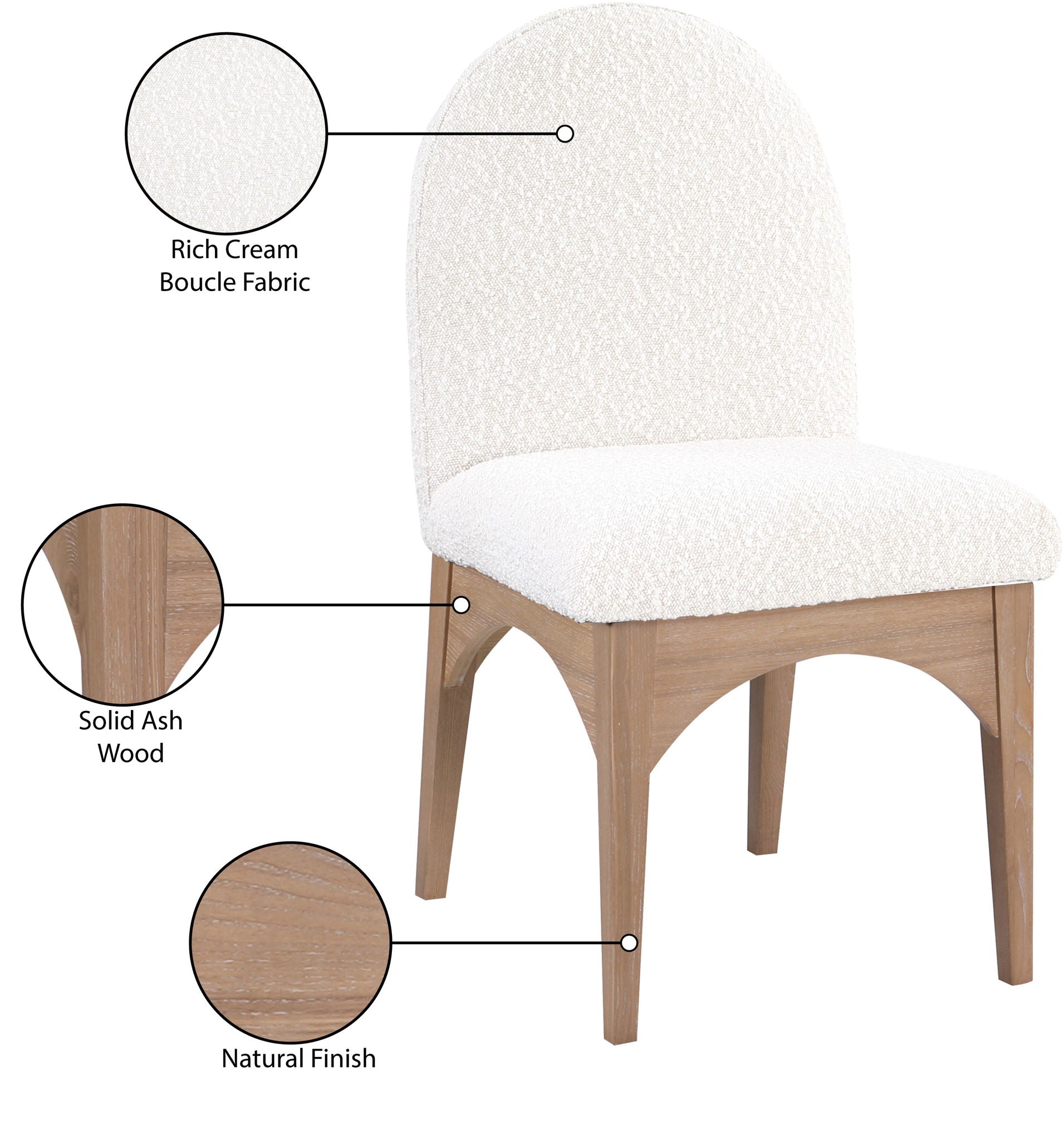 Waldorf - Boucle Dining Side Chair With Natural Legs