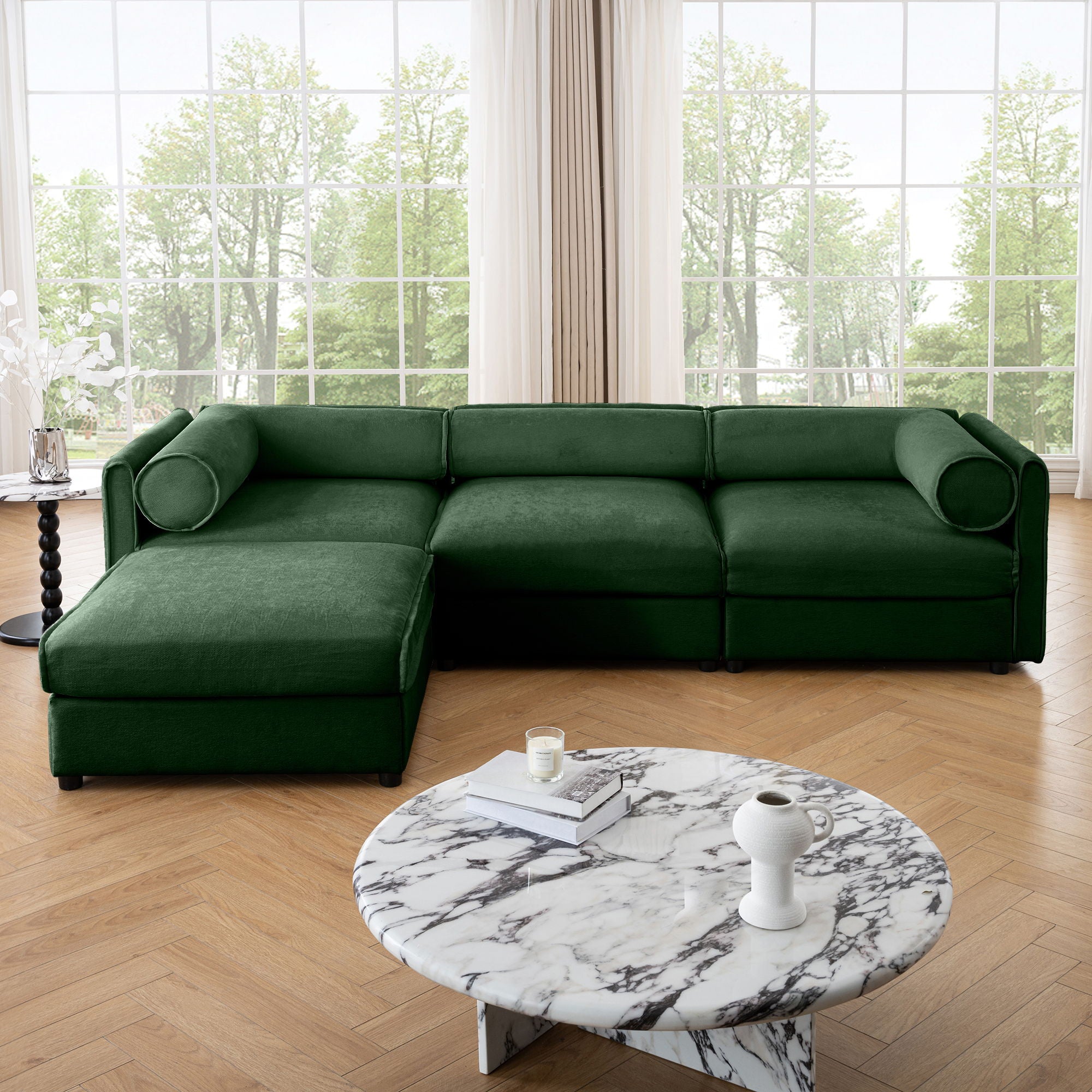 Contemporary Elegant Sofa With Storage And Ottoman