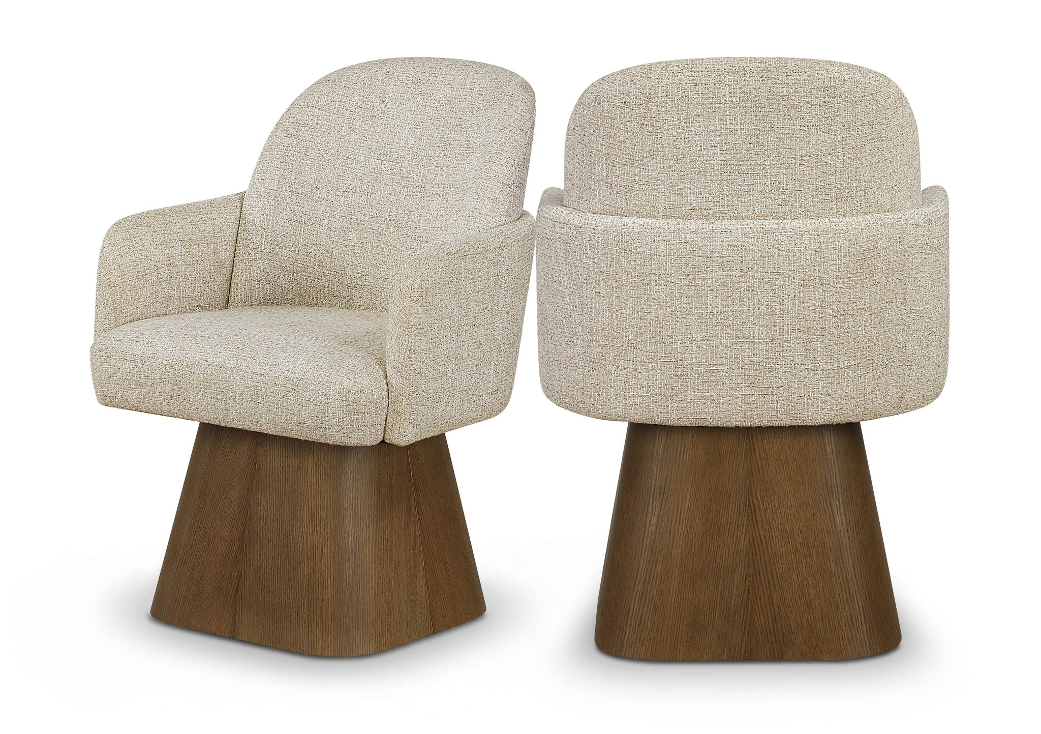Marlowe - Linen Textured Fabric Upholstered Swivel Dining Arm Chair - Stained Brown