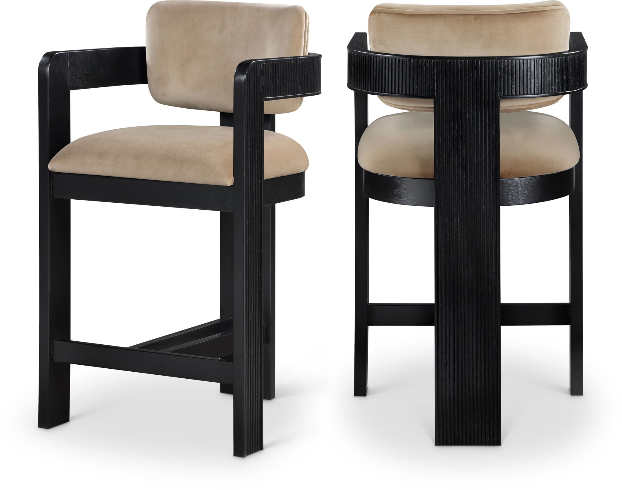 Sacha - Velvet Stool With Black Base