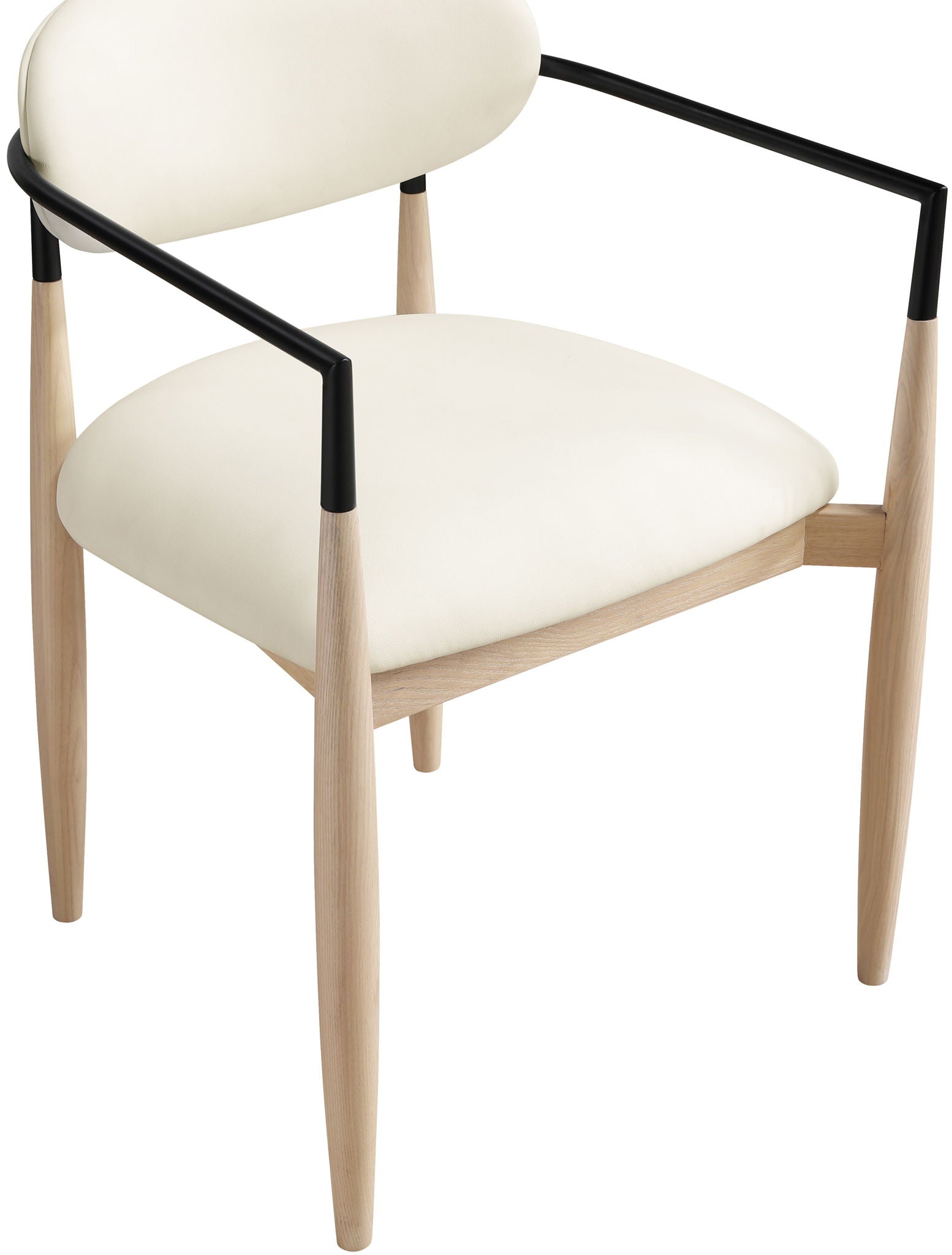 Riccio - Faux Leather Dining Arm Chair (Set of 2) - Natural Frame