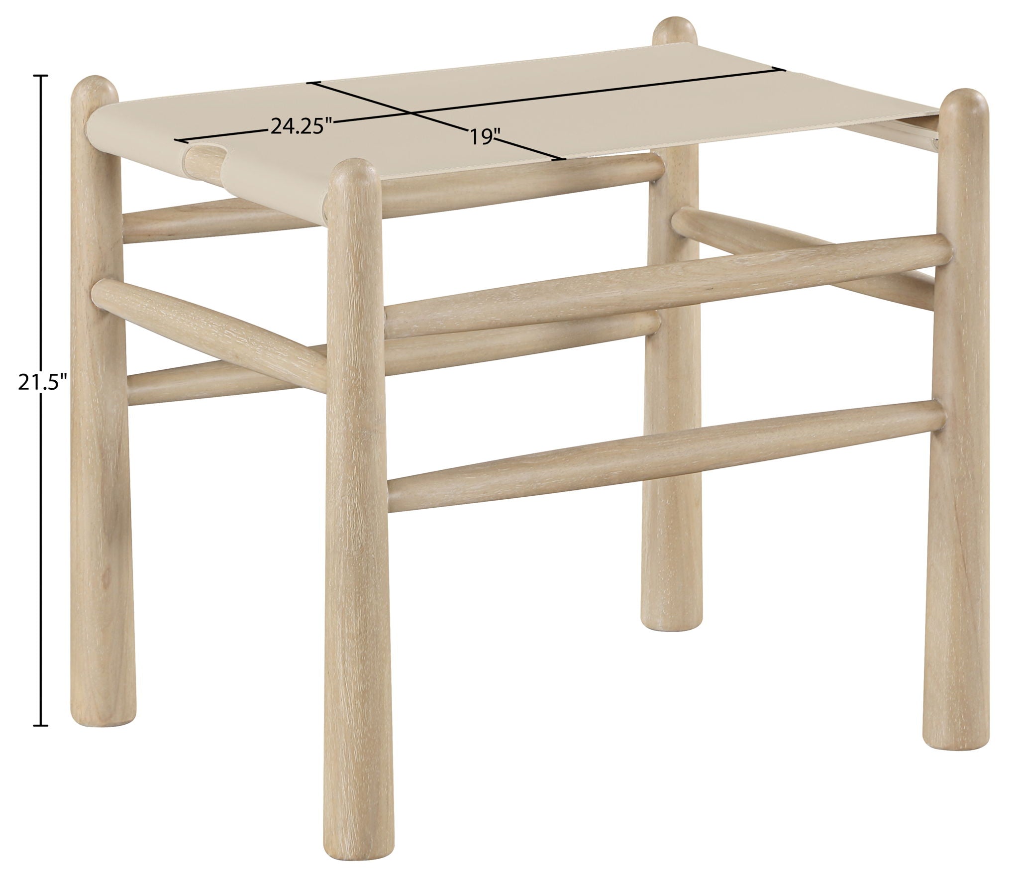 Santos - Faux Leather Upholstered Bench - Natural Frame