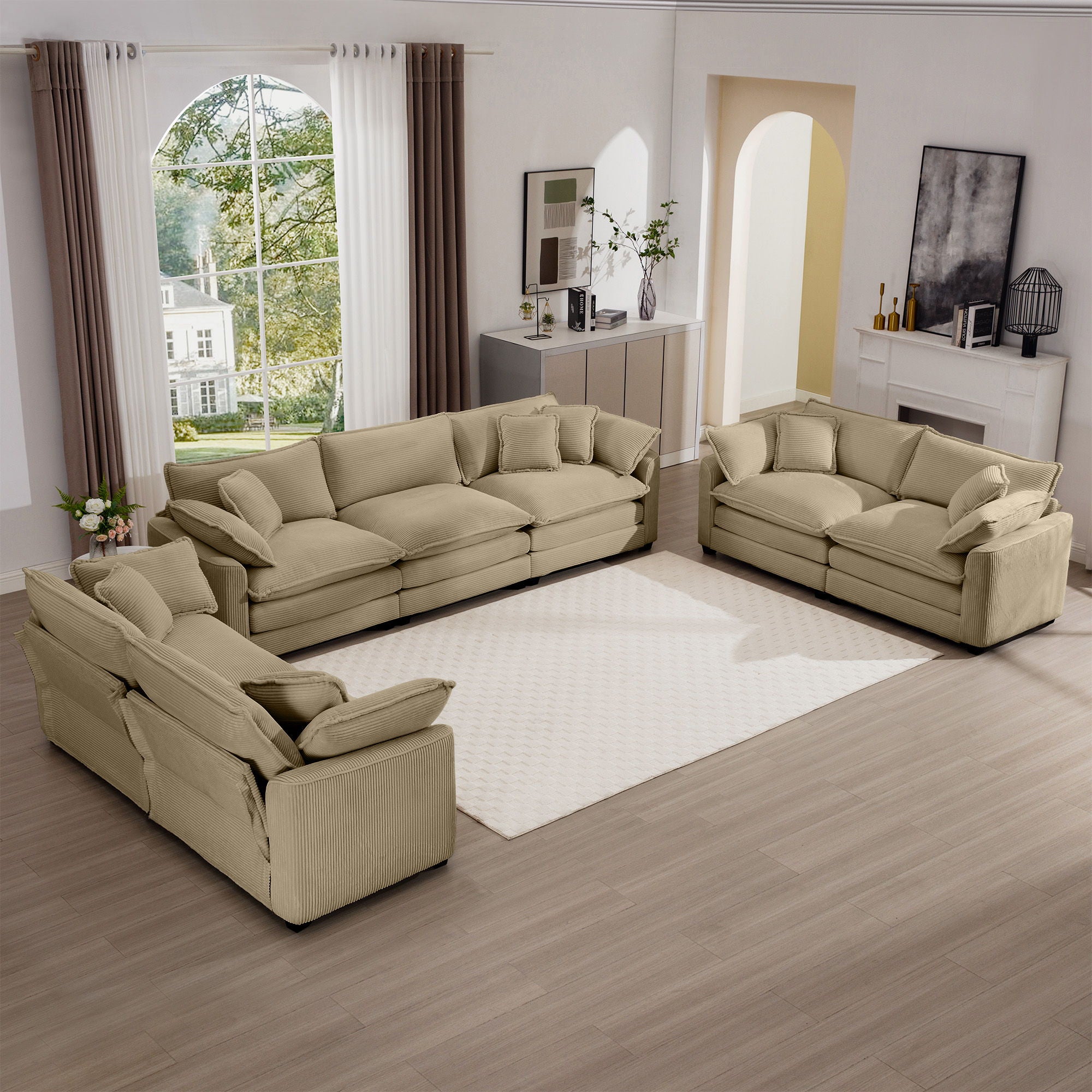 Elegant Oversized Sectional Sofa Set With Deep Seats And Flexible Layout