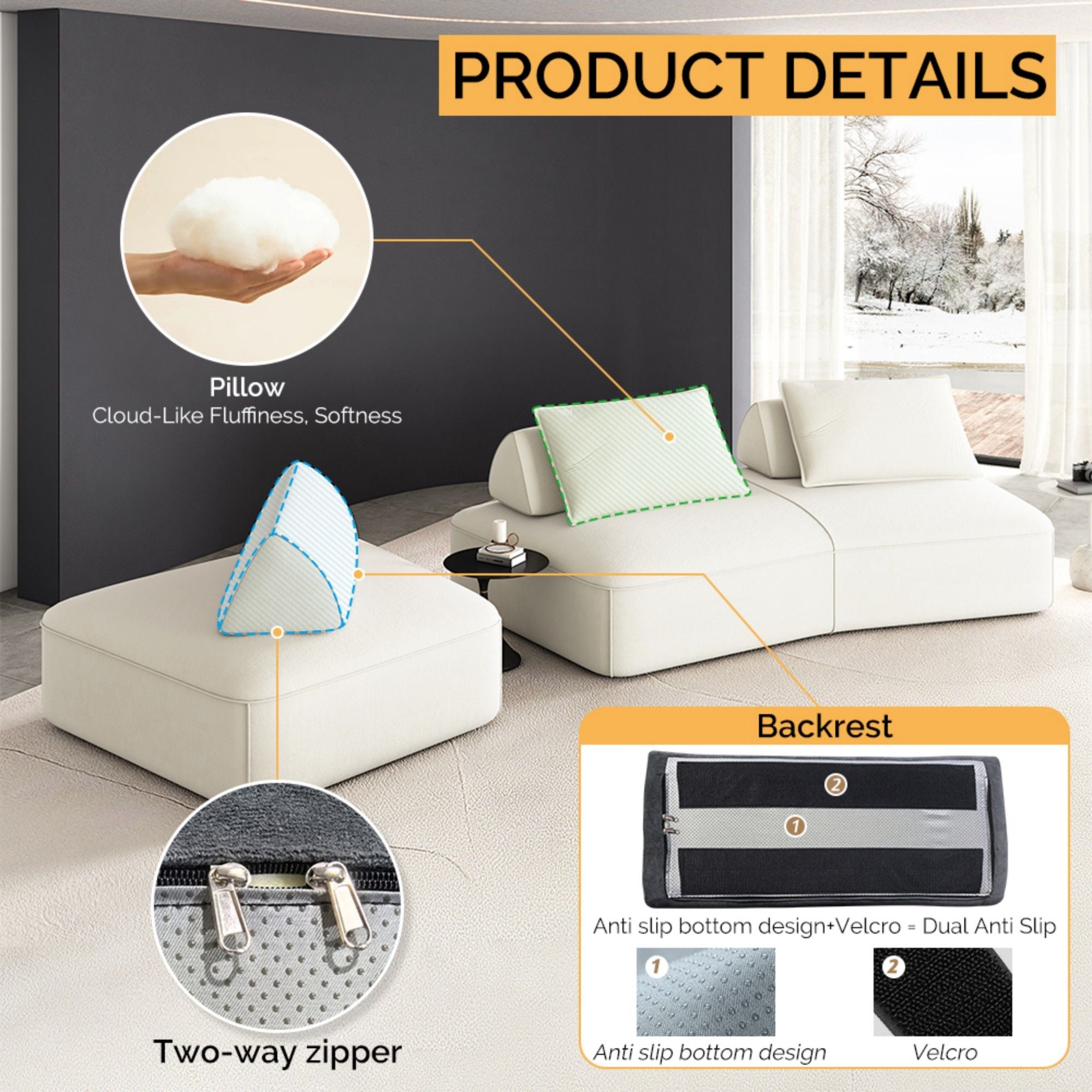 Modern Luxury Oversized Modular Sectional Sofa Set