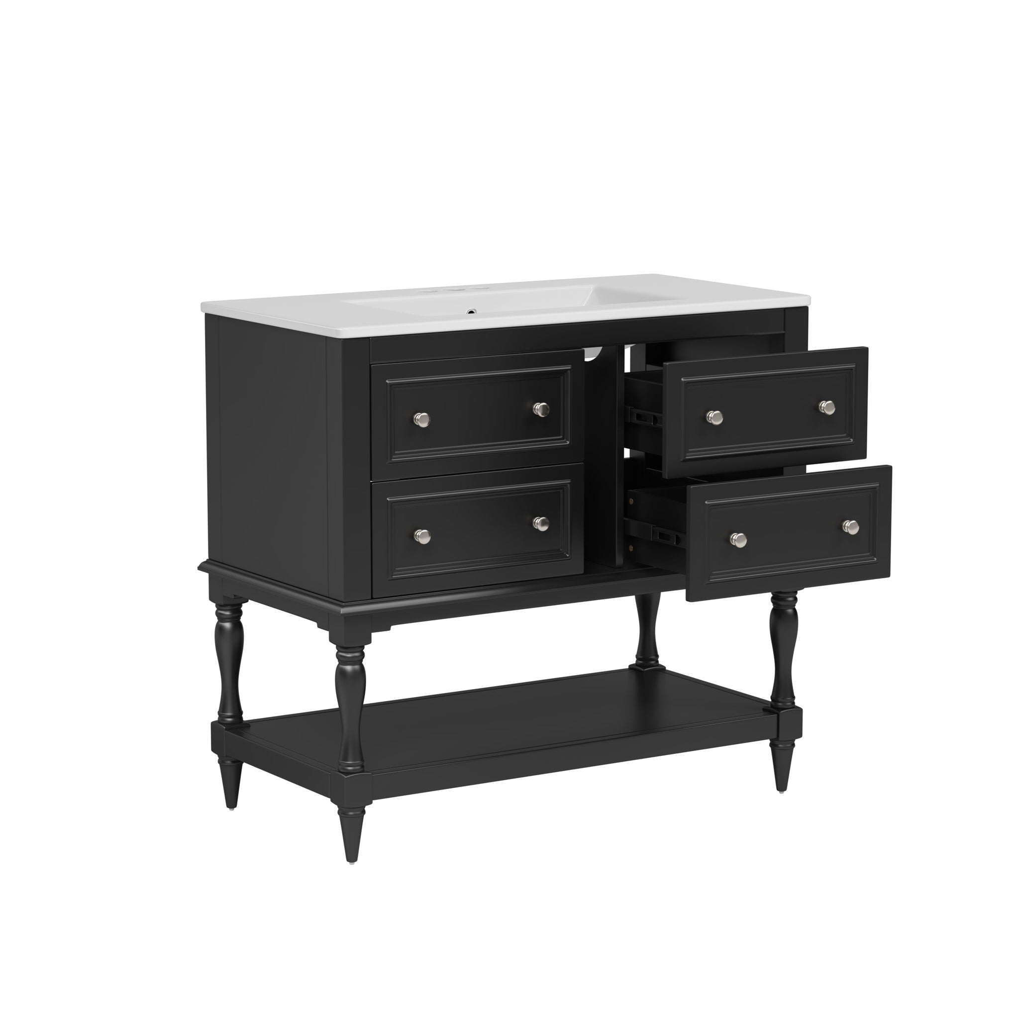 Bathroom Vanity Cabinet With Undermount Sink, 4 Drawer Set