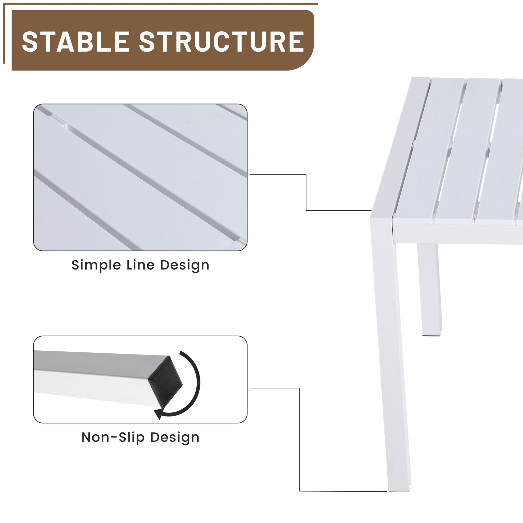 4 Piece Set Of Modern Designed Single Chairs With Long Table