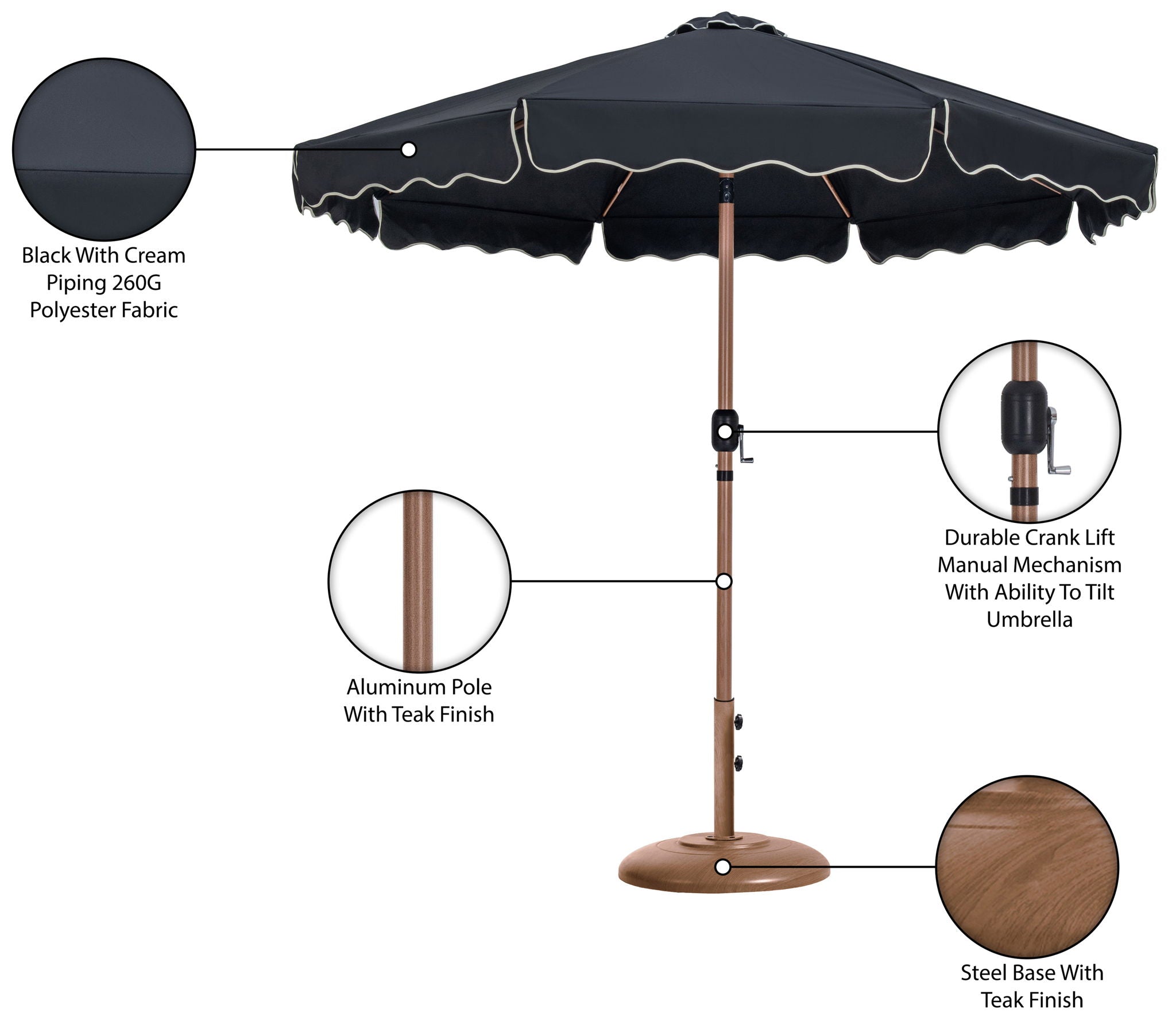 Amalfi - Patio Umbrella - Light Brown Base / Light Brown Pole