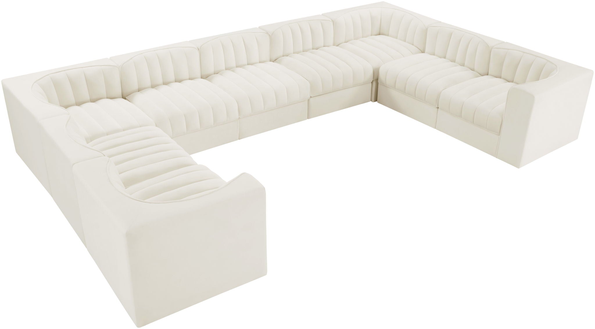 Rummi - Velvet Performance Fabric Upholstered 9 Piece Modular Sectional