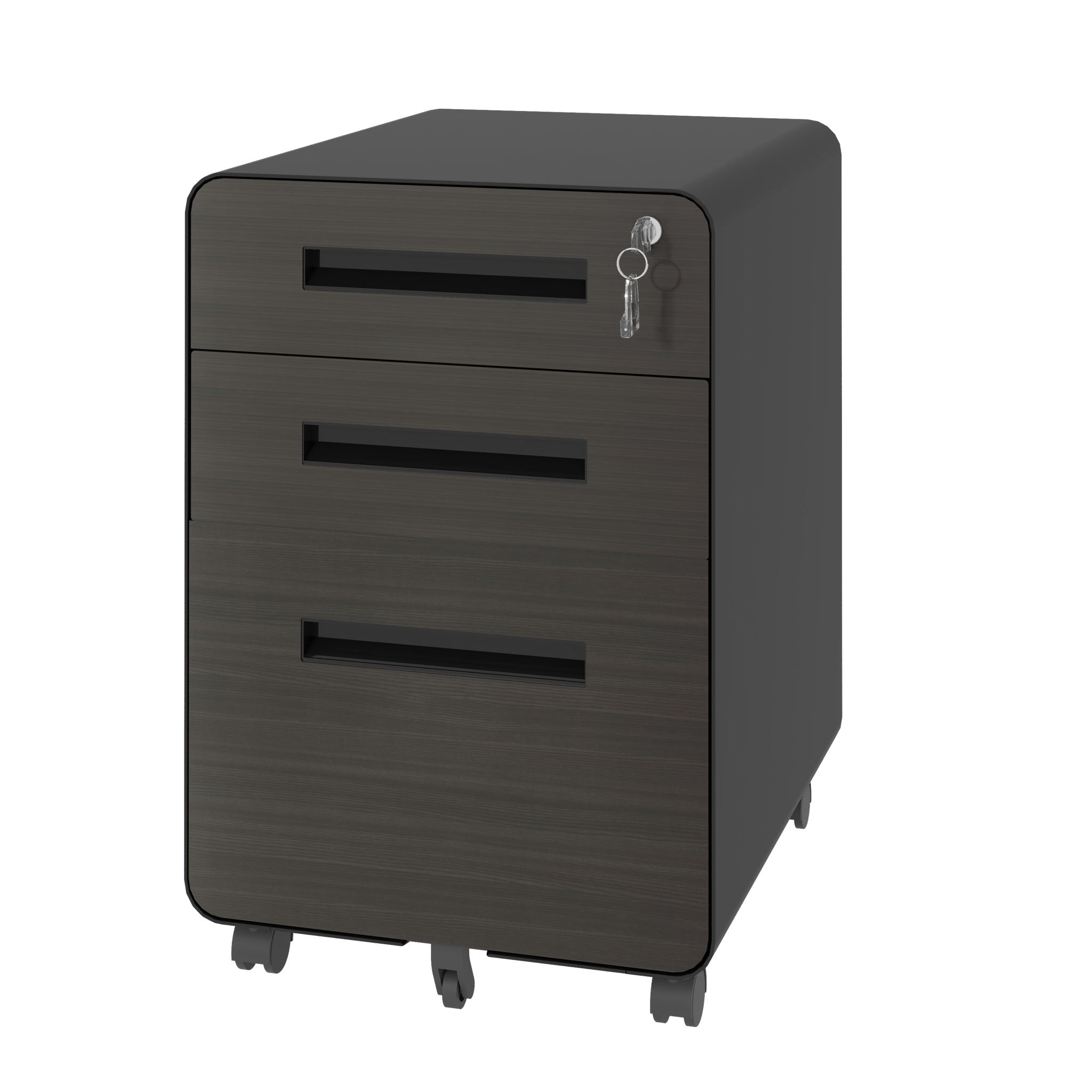 3-Drawer Mobile File Cabinet With Lock, On Casters, Holds A4/Letter Files