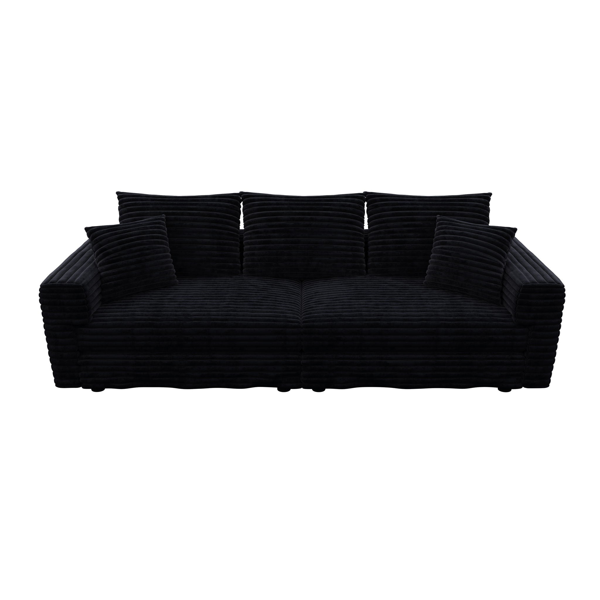 Convertible Deep Seat Sofa With Soft Pillows And Ottomans
