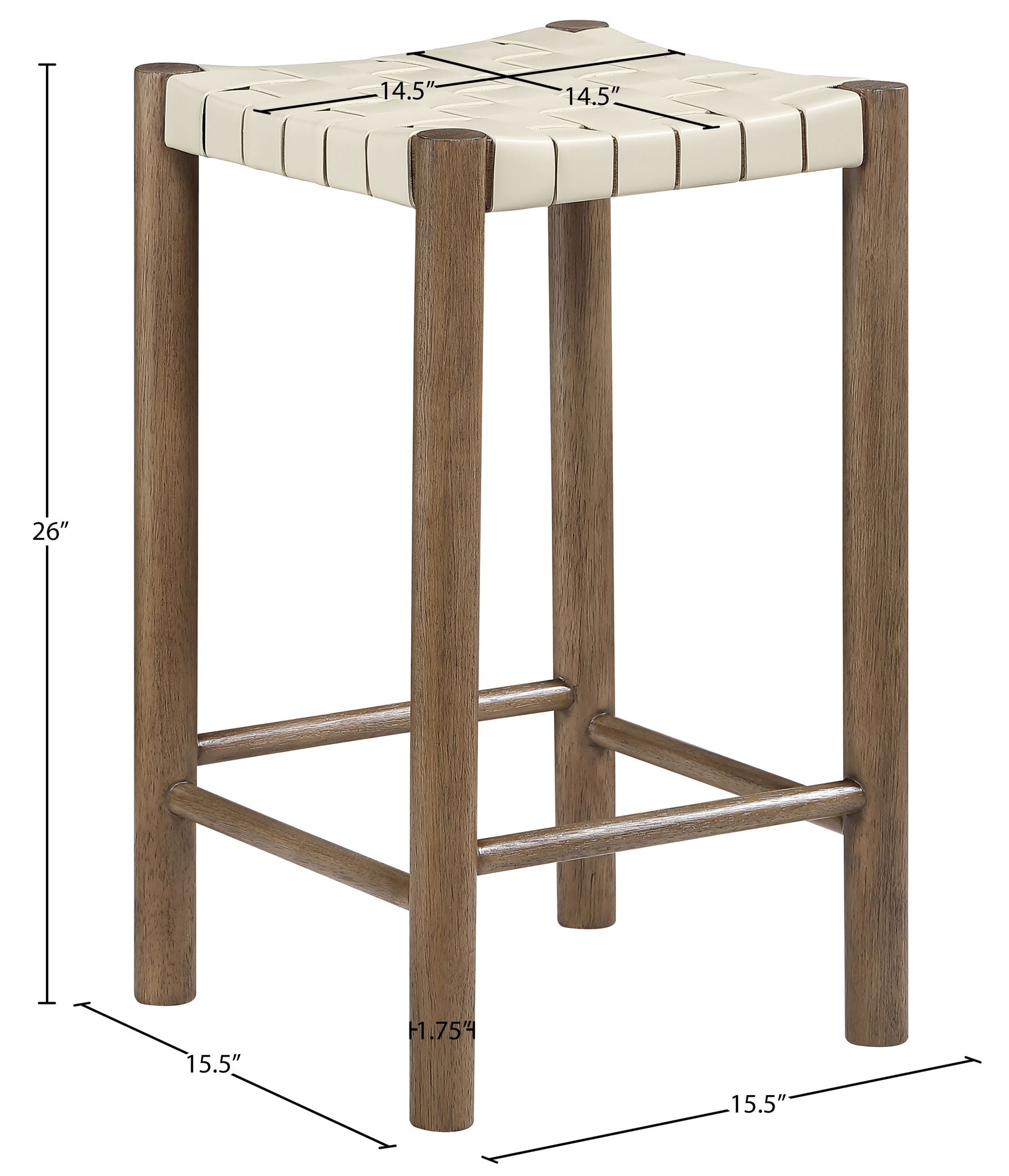 Entwine - Vegan Leather Upholstered Backless Counter Stool - Painted Brown