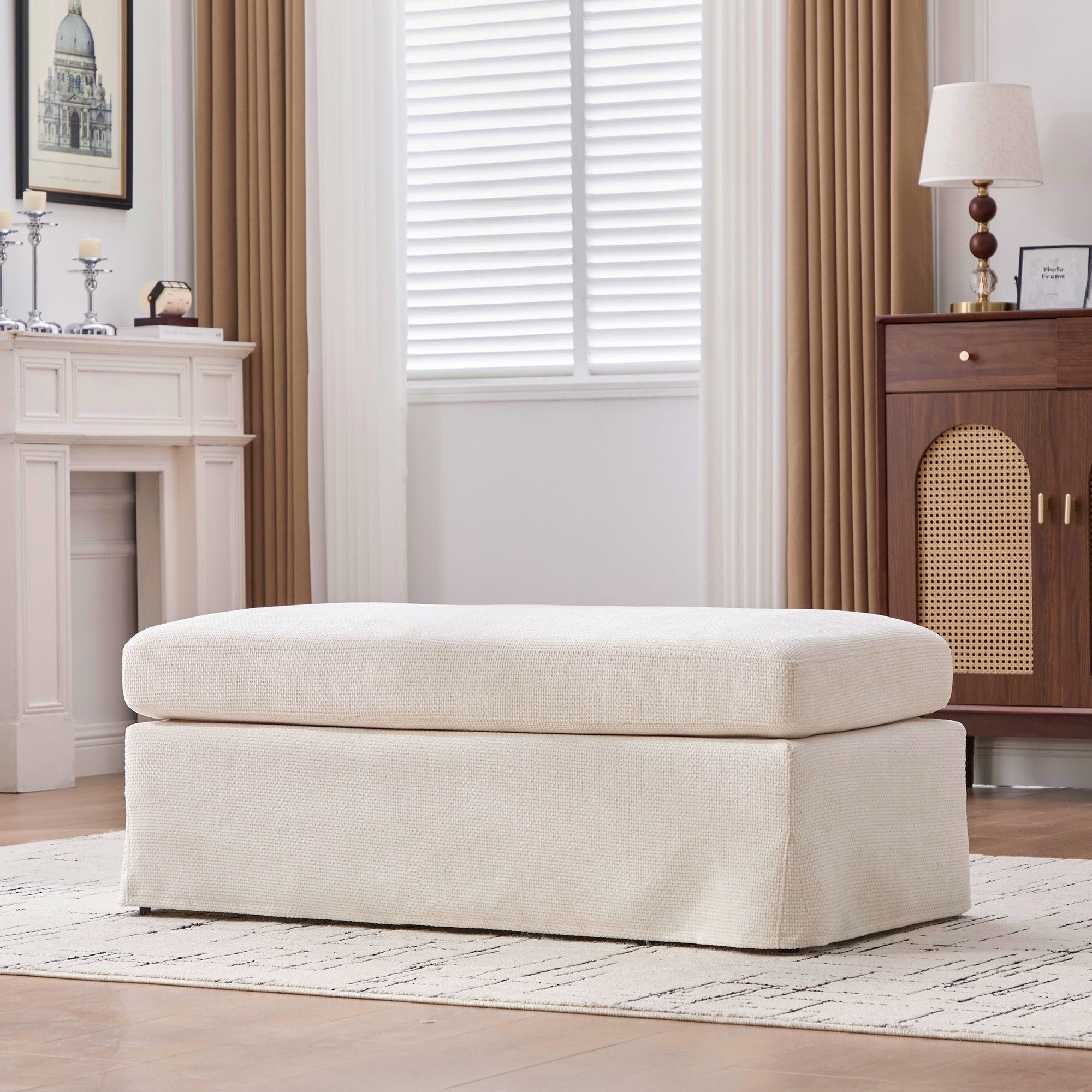 Ottoman Foot Stool With Metal Legs